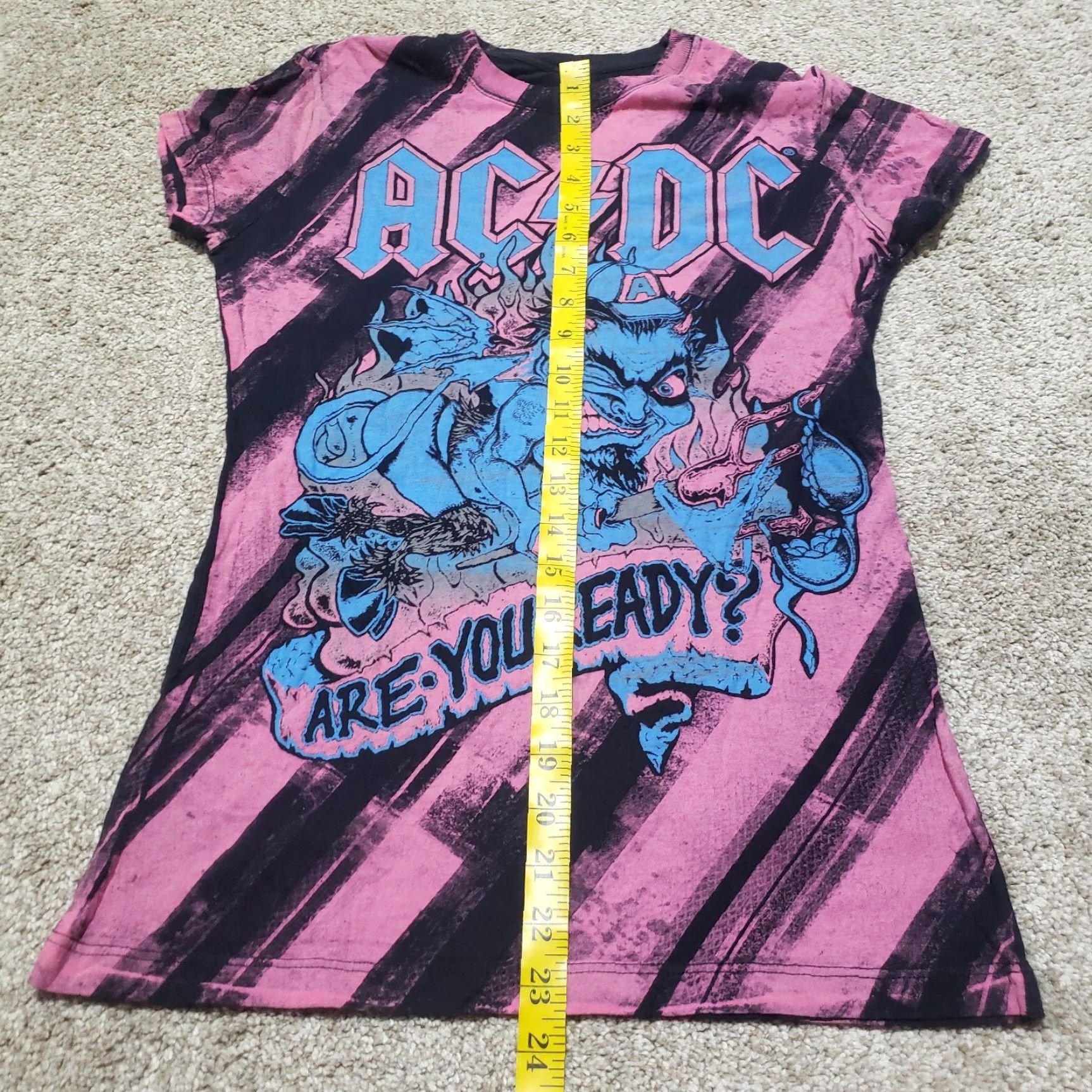 Pinko AC/DC Shirt Pink Black Short Sleeve Are You Ready Angus Devil Rock Band S Small Women T-Shirt Round Neck Multicolor 50s 60s Concert Womens" Size S / US 4 / IT 40 - 6 Thumbnail
