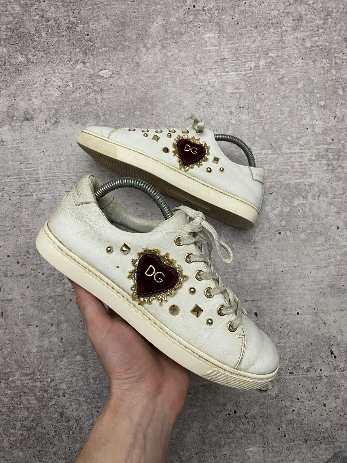 Dolce & Gabbana 🔥Dolce & Gabbana hear leather sneakers Size US 8 / IT 38 - 1 Thumbnail