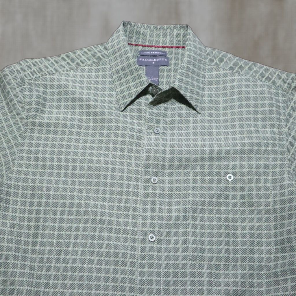 Vintage Saddlebred Shirt Men L Green Short Sleeve Button-Up Size US L / EU 52-54 / 3 - 1 Thumbnail