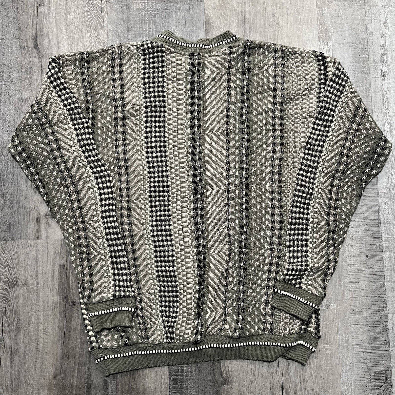 Lavane VTG Lavane Cotton Knit Textured Beige/Grey Sweater 90s USA Size US XL / EU 56 / 4 - 2 Thumbnail