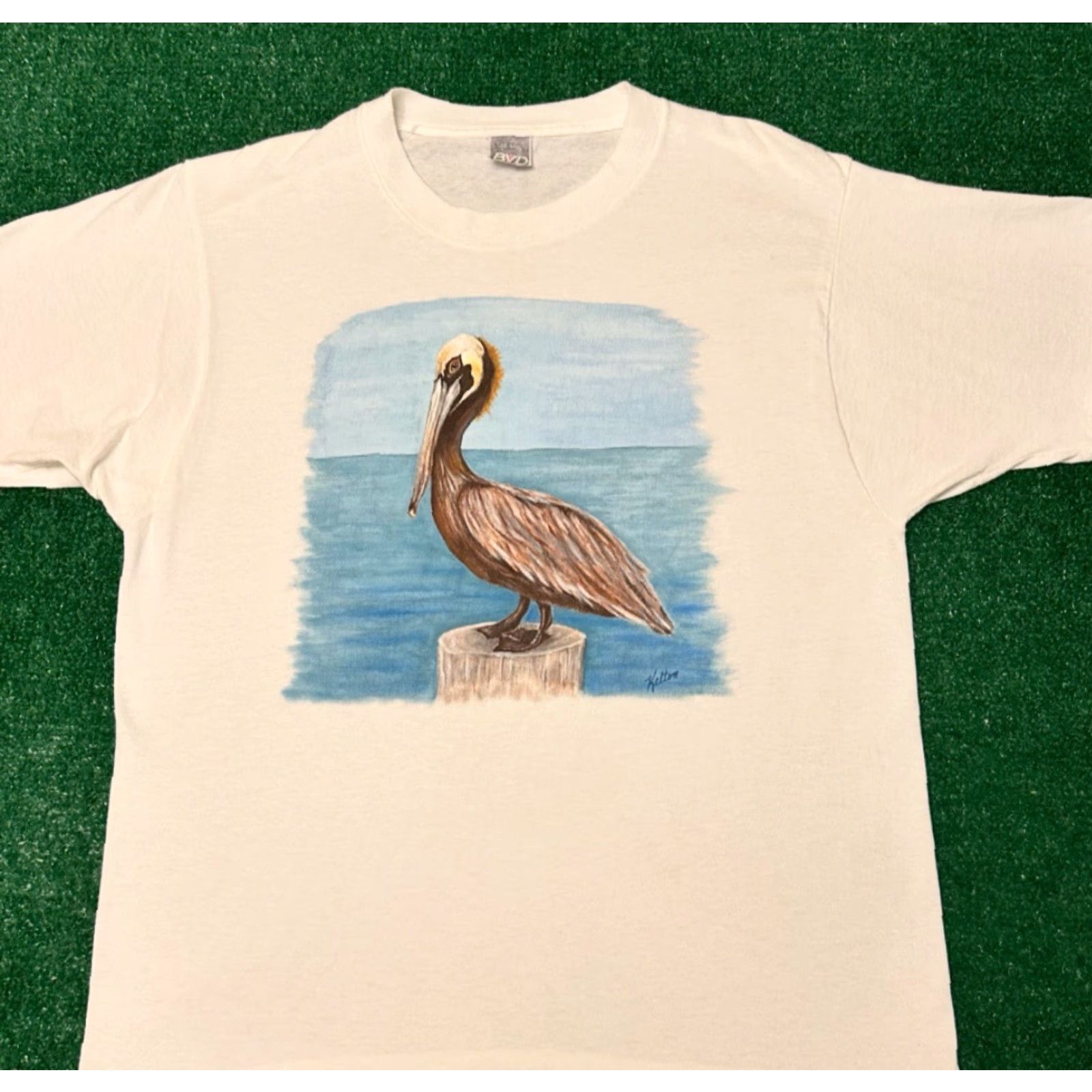 Vintage VINTAGE Pelican Bird Nature Art Tee Shirt VTG 80s 90s USA Size Large Men White T-Shirt Birds Animals Art 1990s Mens Size US L / EU 52-54 / 3 - 3 Thumbnail