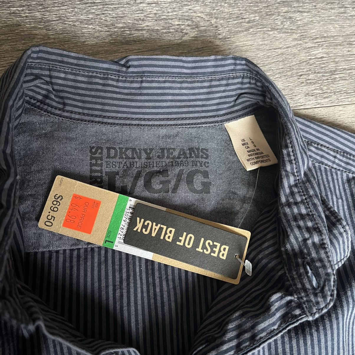 DKNY × Vintage New Vintage Y2K DKNY Jeans Stripe Navy Black Button Up Shirt Size US L / EU 52-54 / 3 - 7 Thumbnail