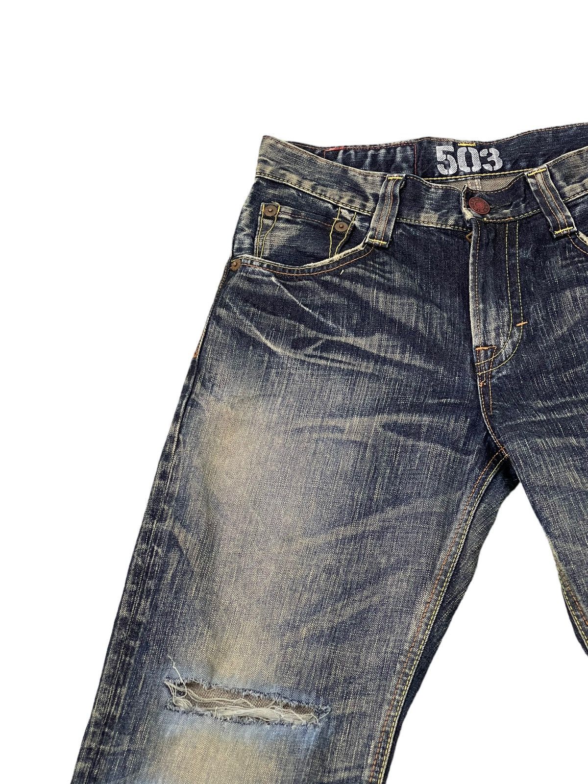 Edwin Flare Jeans Edwin Japan Faded Distress Boot Cut 6🟦8 Size US 31 - 8 Thumbnail