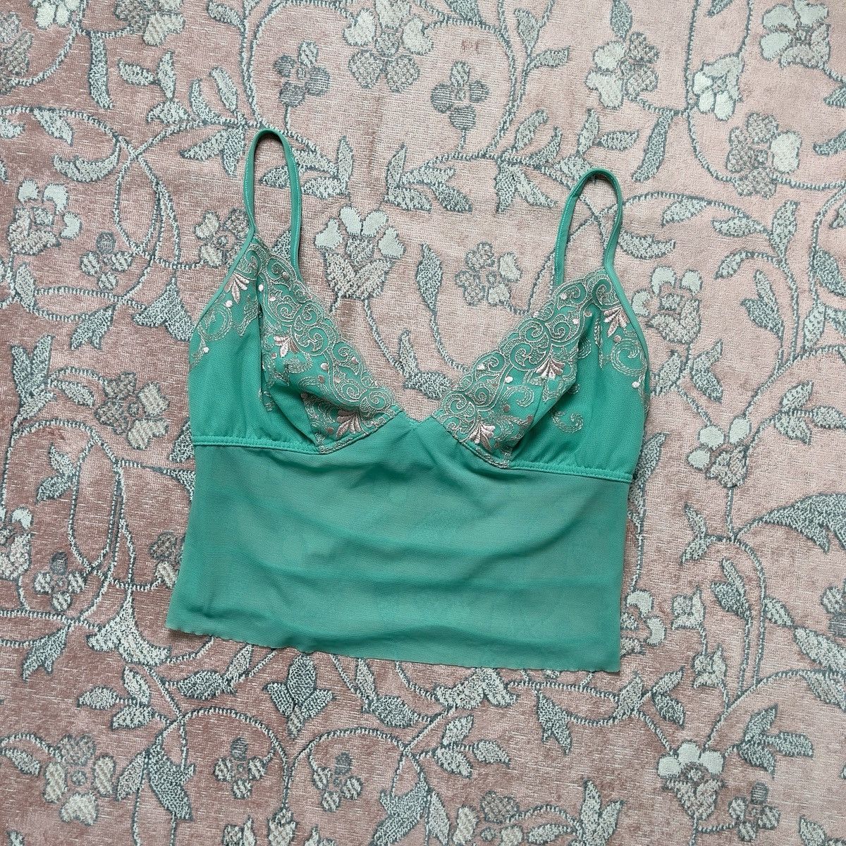 Other Adorable Green Floral Embroidered Mesh Sheer Camisole (S-M) Size M / US 6-8 / IT 42-44 - 8 Thumbnail
