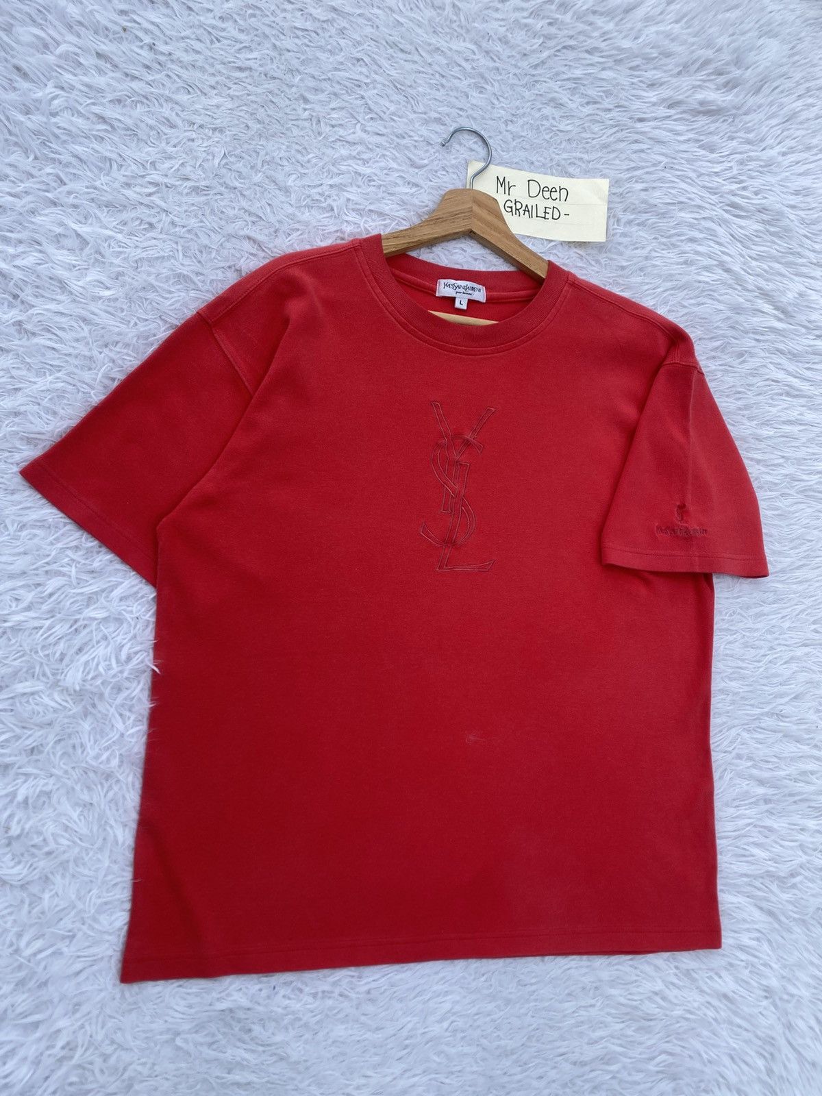 Yves Saint Laurent Rare Vintage Yves Saint Laurent YSL Embroidered Logo Tshirt Size US L / EU 52-54 / 3 - 3 Thumbnail