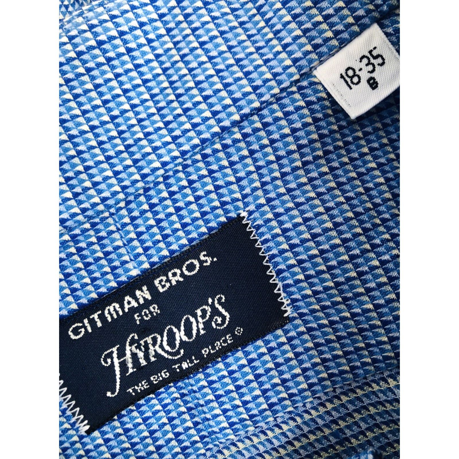Vintage Gitman Bros. Geometric Pattern Big & Tall Mens 18/35 Shirt Long Sleeve Blue 18/35 Button-Up Mens Shirts VINTAGE (adjusted to match rules) Size US XXL / EU 58 / 5 - 4 Thumbnail