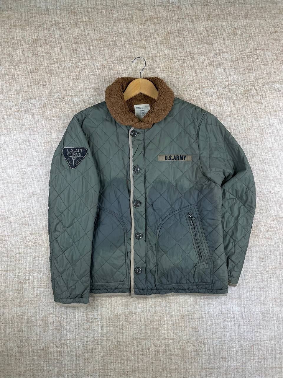 Vintage Vintage Back Number US Air Force Quilted Button Jacket Size US M / EU 48-50 / 2 - 1 Thumbnail