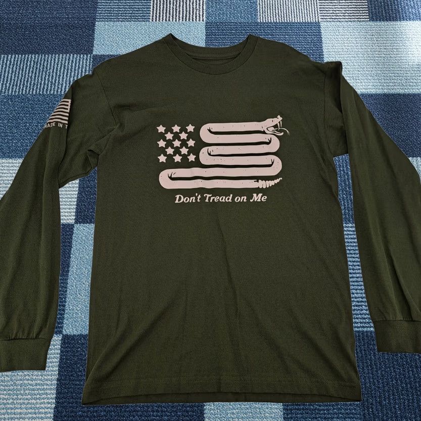 Olive Rags of Honor Long Sleeve Shirt Mens M Olive Green Crew Neck Graphic Print Dont Tread on Me USA Flag Rags of Honor Patriotic T-Shirt Size US M / EU 48-50 / 2 - 1 Thumbnail