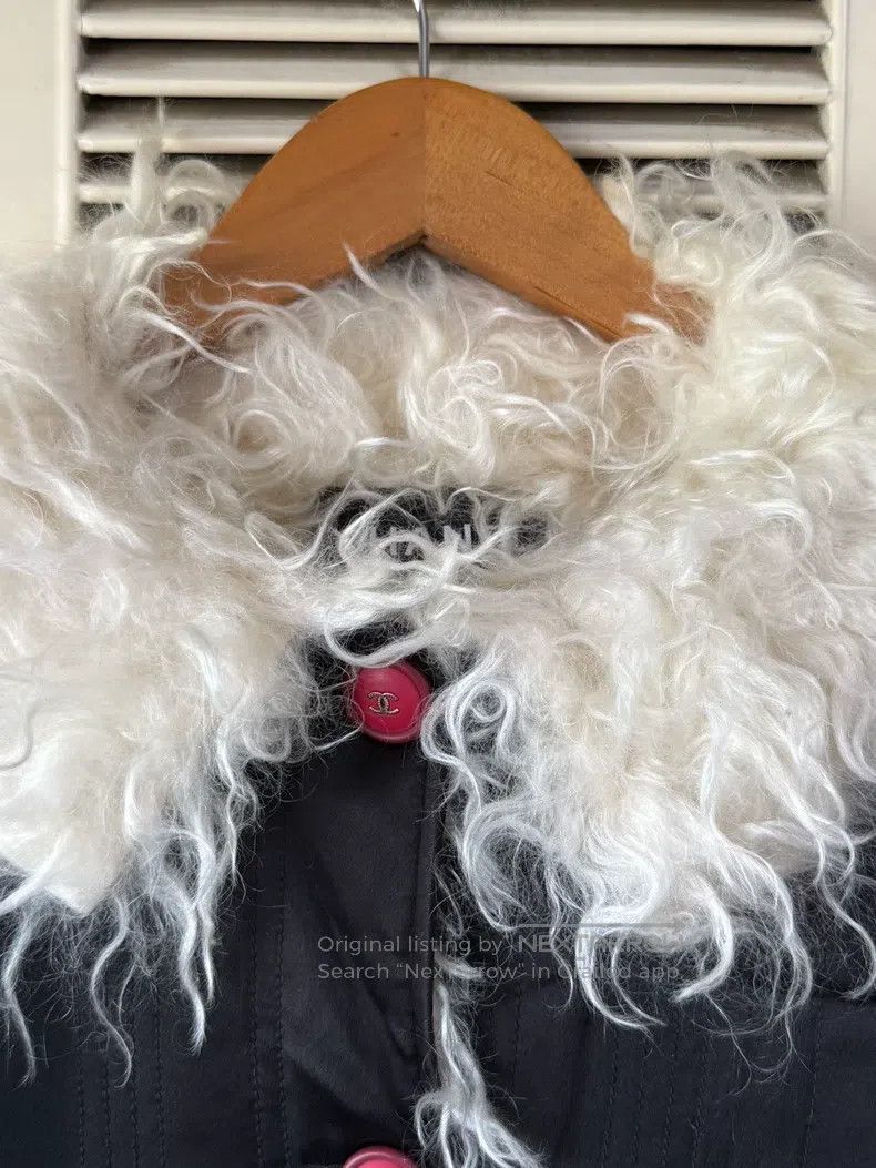 Chanel Chanel Black lamb wool collar jacket Size XXS / US 00 / IT 34 - 4 Thumbnail