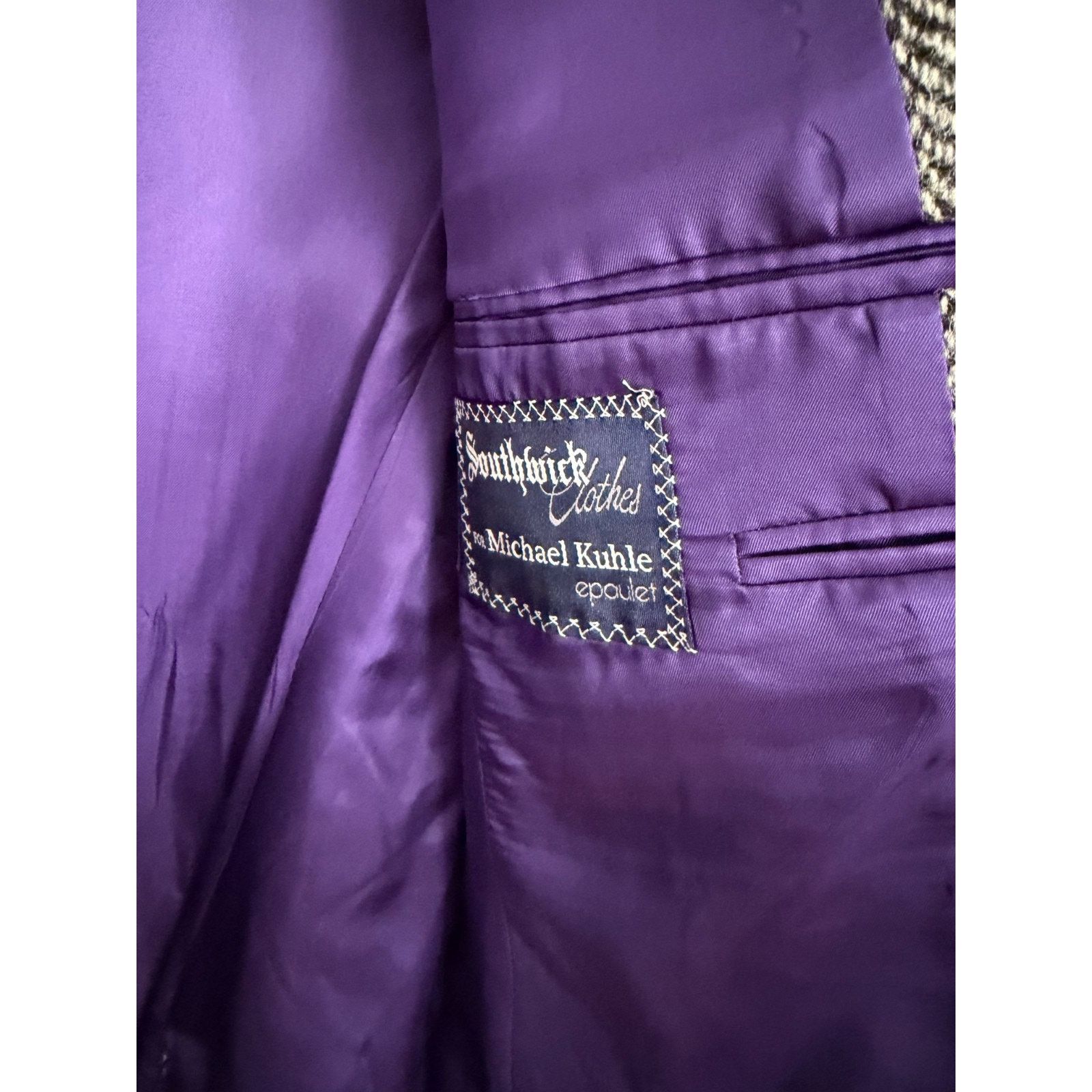 Southwick Mint Epaulet Southwick Sport Coat Grey, Harris Tweed Size 38R - 6 Thumbnail