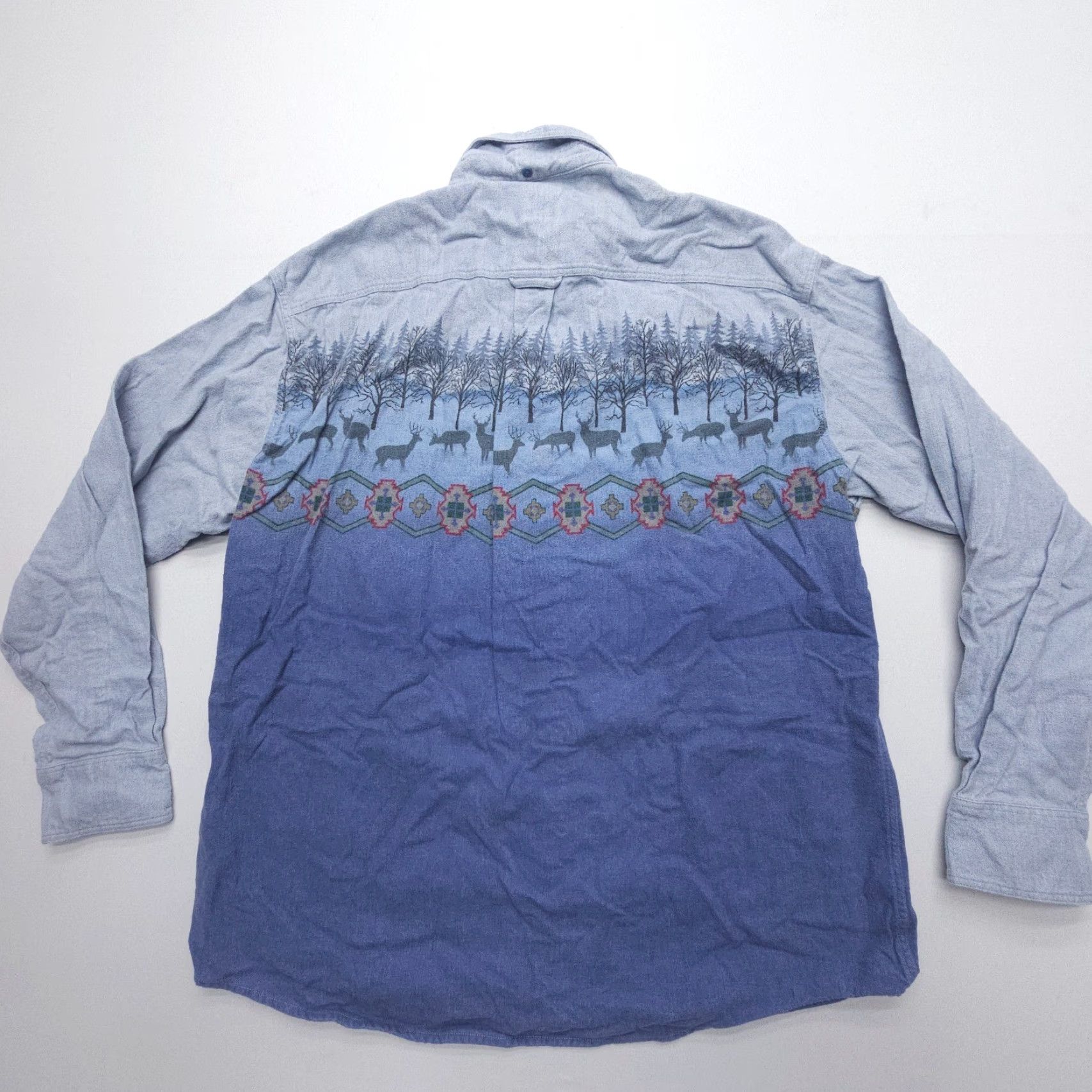 Vintage Cabela's Deerskin Soft Chamois Flannel Shirt Mens Large Blue Animal Print Western Button-Up Size US L / EU 52-54 / 3 - 2 Thumbnail