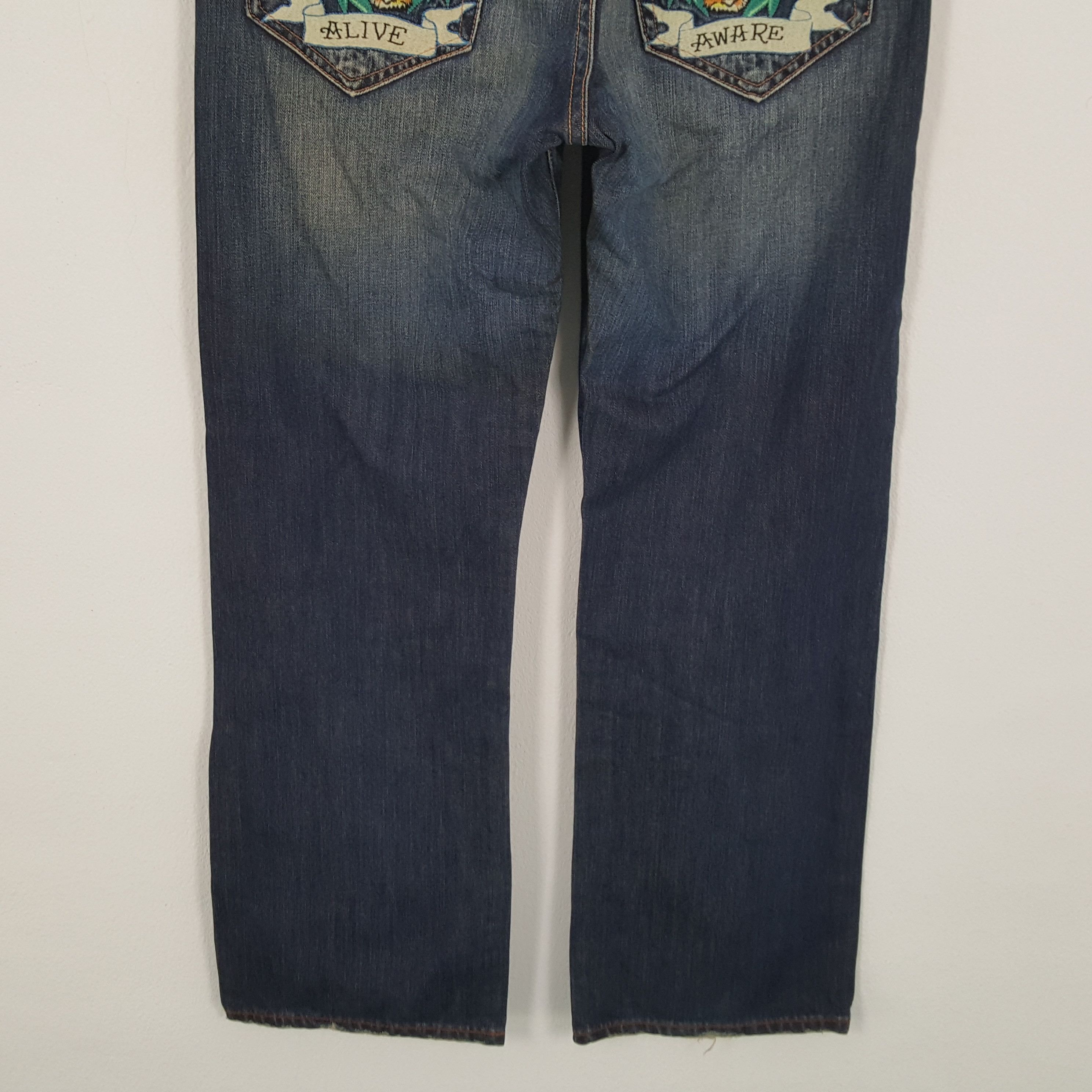 Christian Audigier × Ed Hardy × Vintage ED HARDY Rock Punk Streetwear Style Tiger Design Jeans Size US 31 - 3 Thumbnail