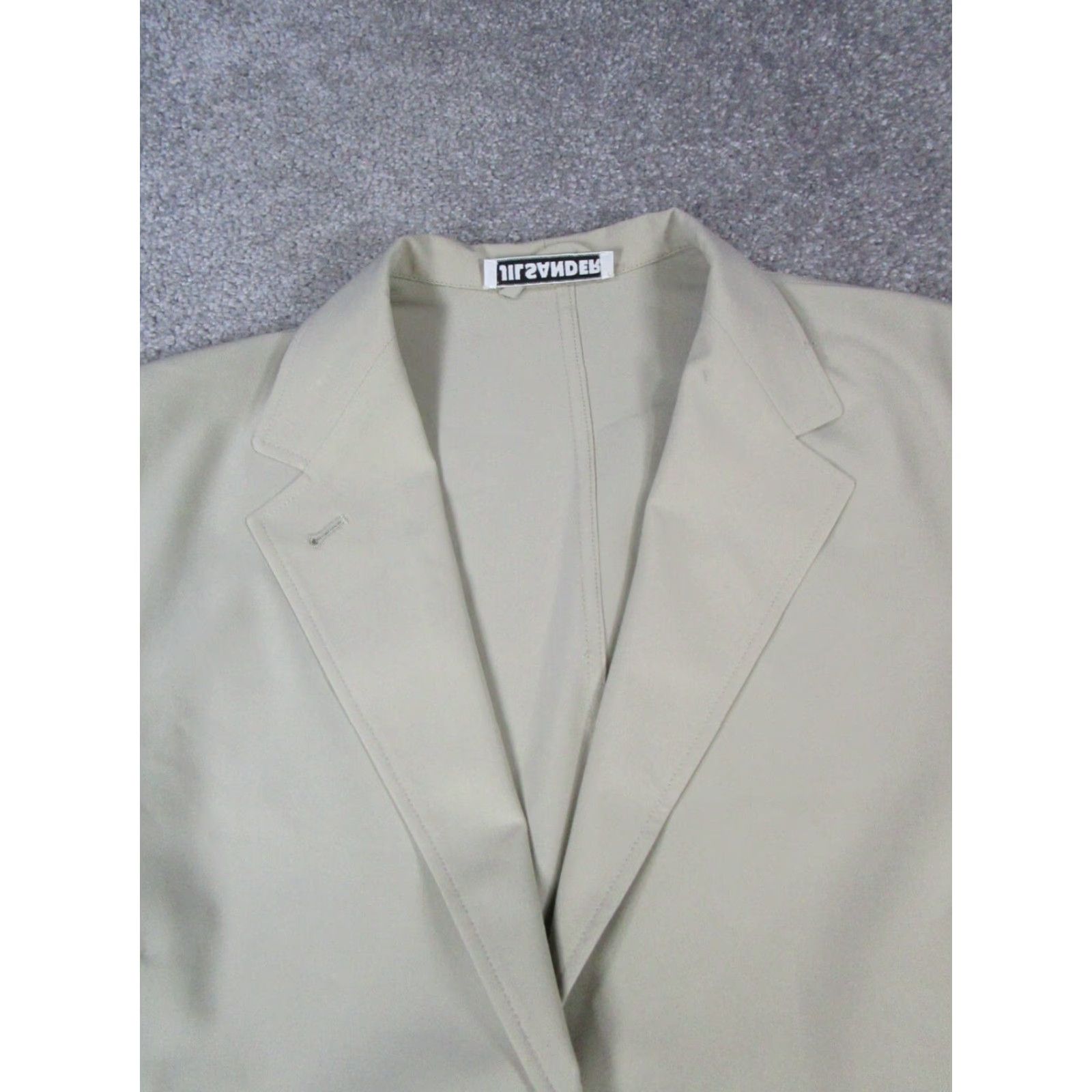 Jil Sander Jil Sander Jacket Womens Large Beige Polyester Solid Mid-Length Long Sleeve Button Closure Regular Fit Women Mens Girls Size L / US 10 / IT 46 - 2 Thumbnail