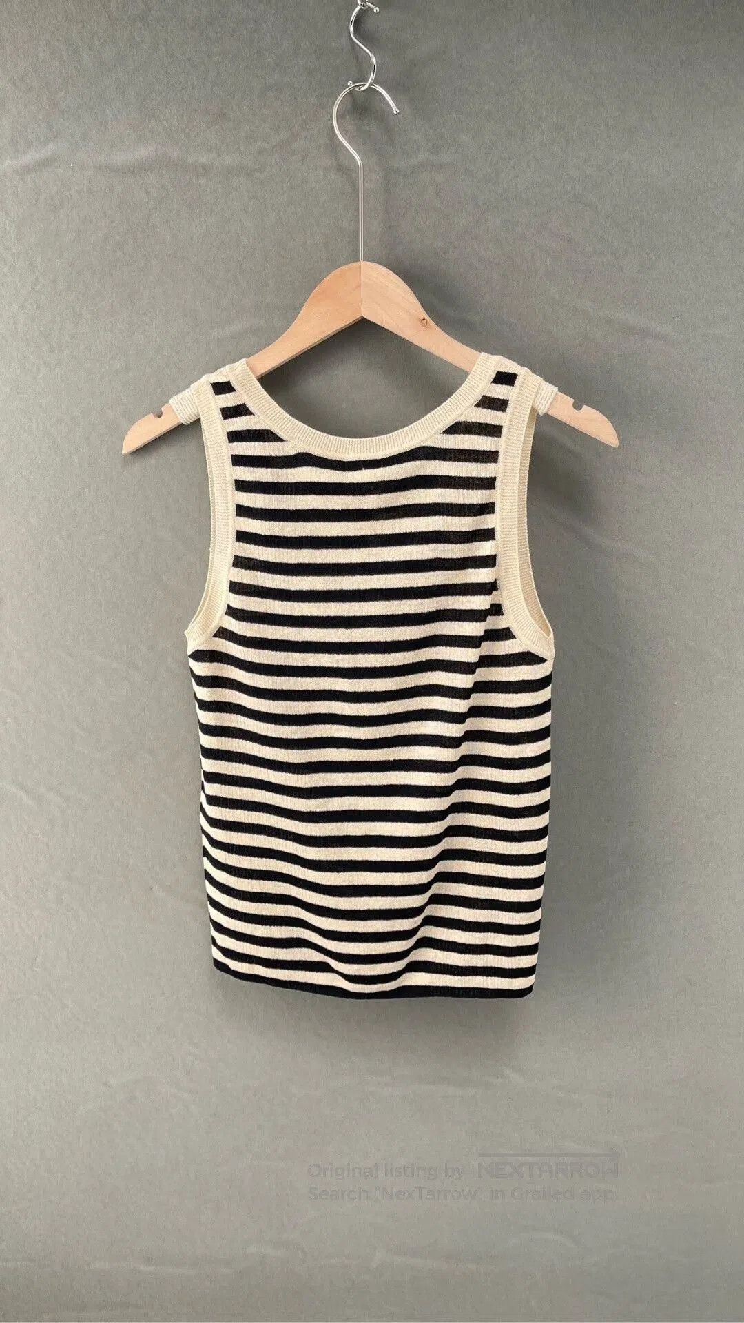 Yves Saint Laurent YSL Black White Striped Linen Sleeveless Vest. Size M / US 6-8 / IT 42-44 - 2 Thumbnail