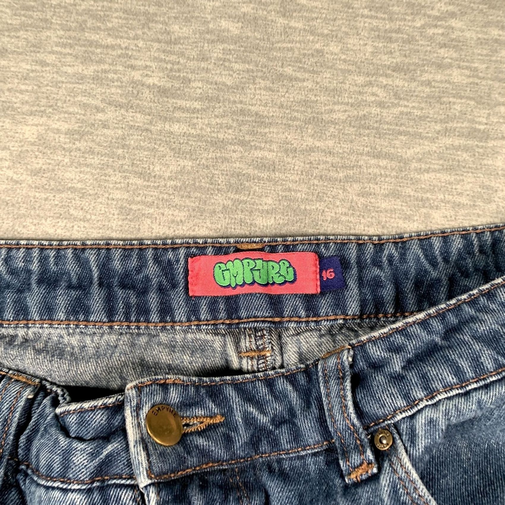 Empyre Empyre Tori Jeans Women Large Blue Cargo Jogger Denim Elastic Cuffs Pockets Y2K Jeans Size 38" / US 16 / IT 52 - 6 Thumbnail