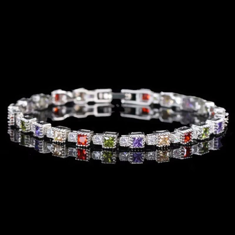 Jewelry Shiny Rhinestone Zirconia Square Bracelet Size ONE SIZE - 1 Thumbnail