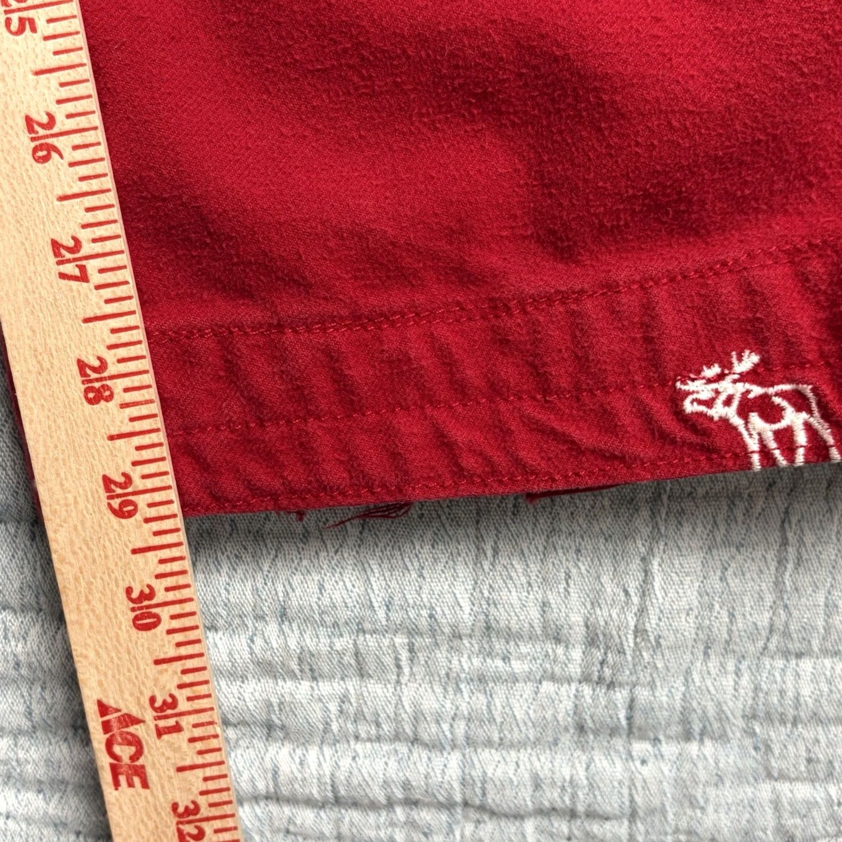 Abercrombie & Fitch VINTAGE Abercrombie & Fitch Men's Flannel Pant Moose Embroidered Red Tie Waist 33x29 ANKLE Straight Mens Size US 29 - 5 Thumbnail