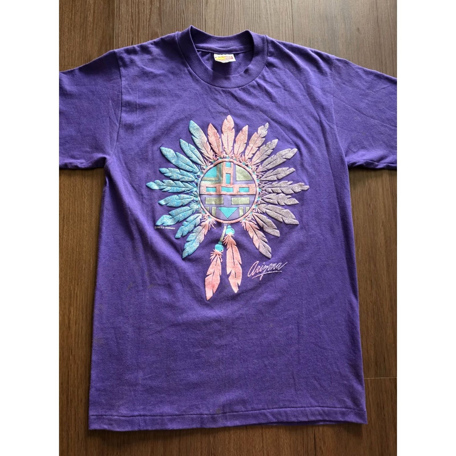 Hanes Vintage 90s Arizona Purple Shirt Adult Medium Hanes Casual Western Southwest Style Size M / US 6-8 / IT 42-44 - 3 Thumbnail
