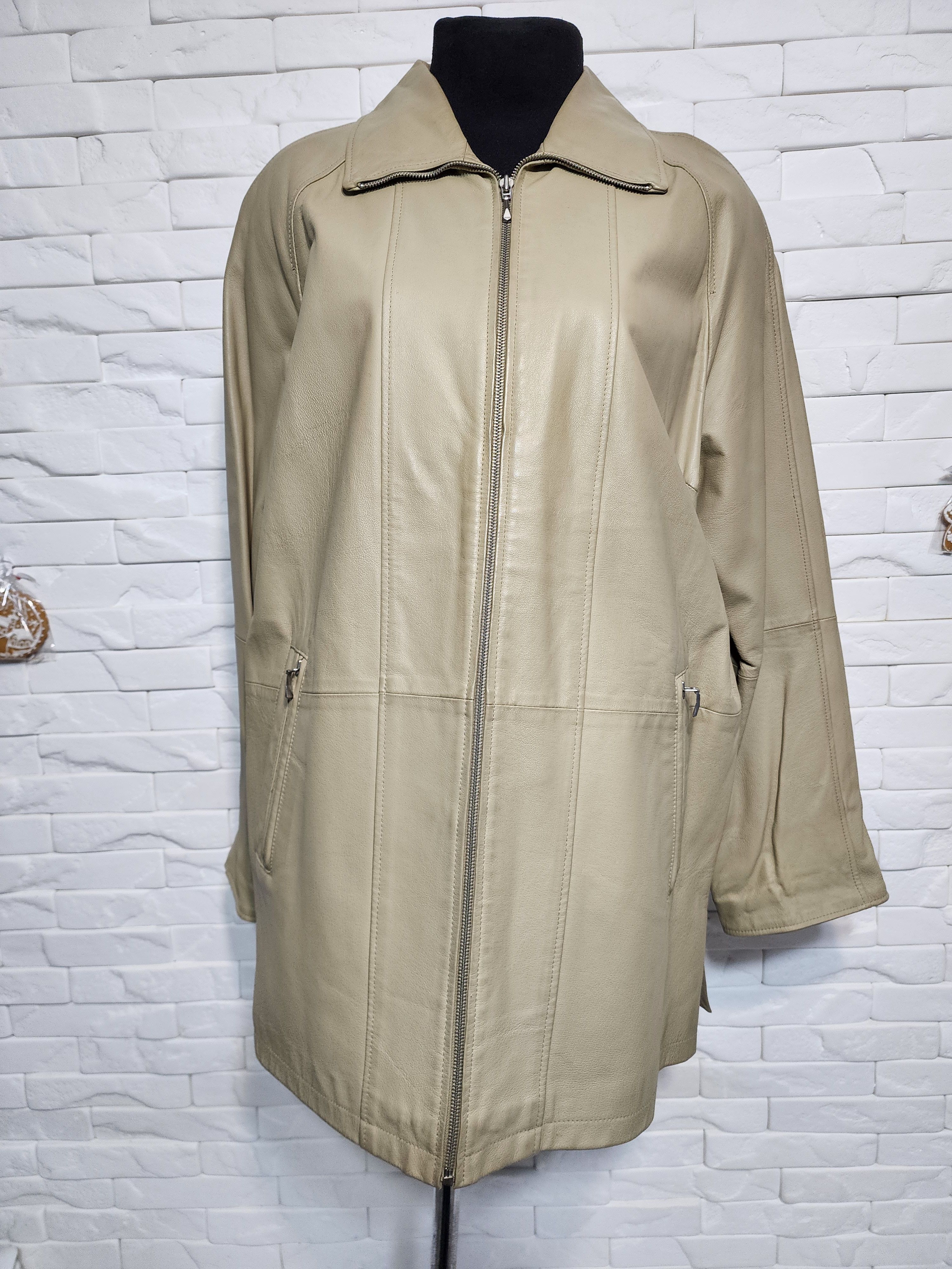 Other Gray Leather Jacket: Women's Jacket with Metal Zipper Size XXL / US 16-18 / IT 52-54 - 1 Thumbnail