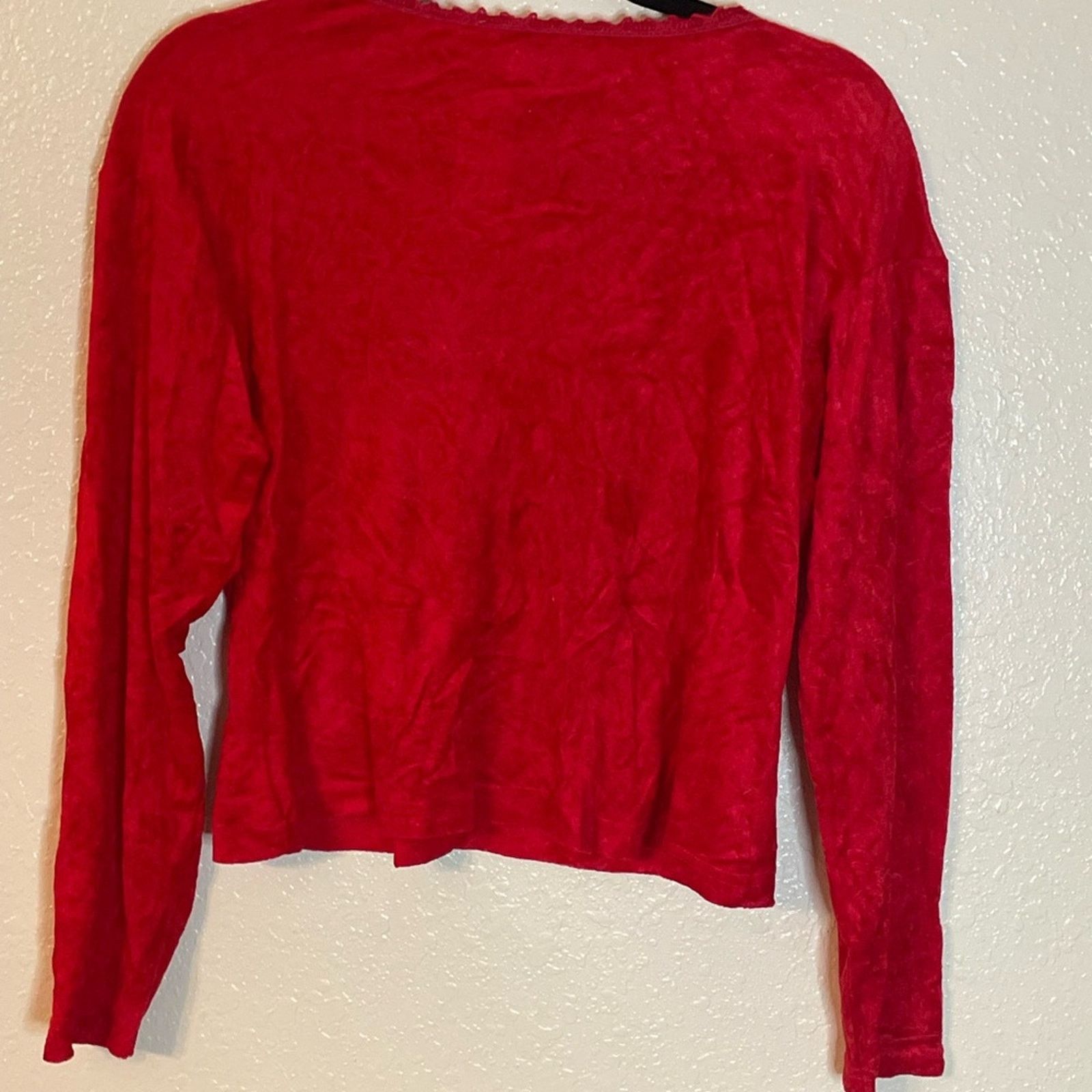 Guess Vintage Y2K Guess Red Velvet Feel Long Sleeve ShirtLarge NWT Size L / US 10 / IT 46 - 2 Thumbnail