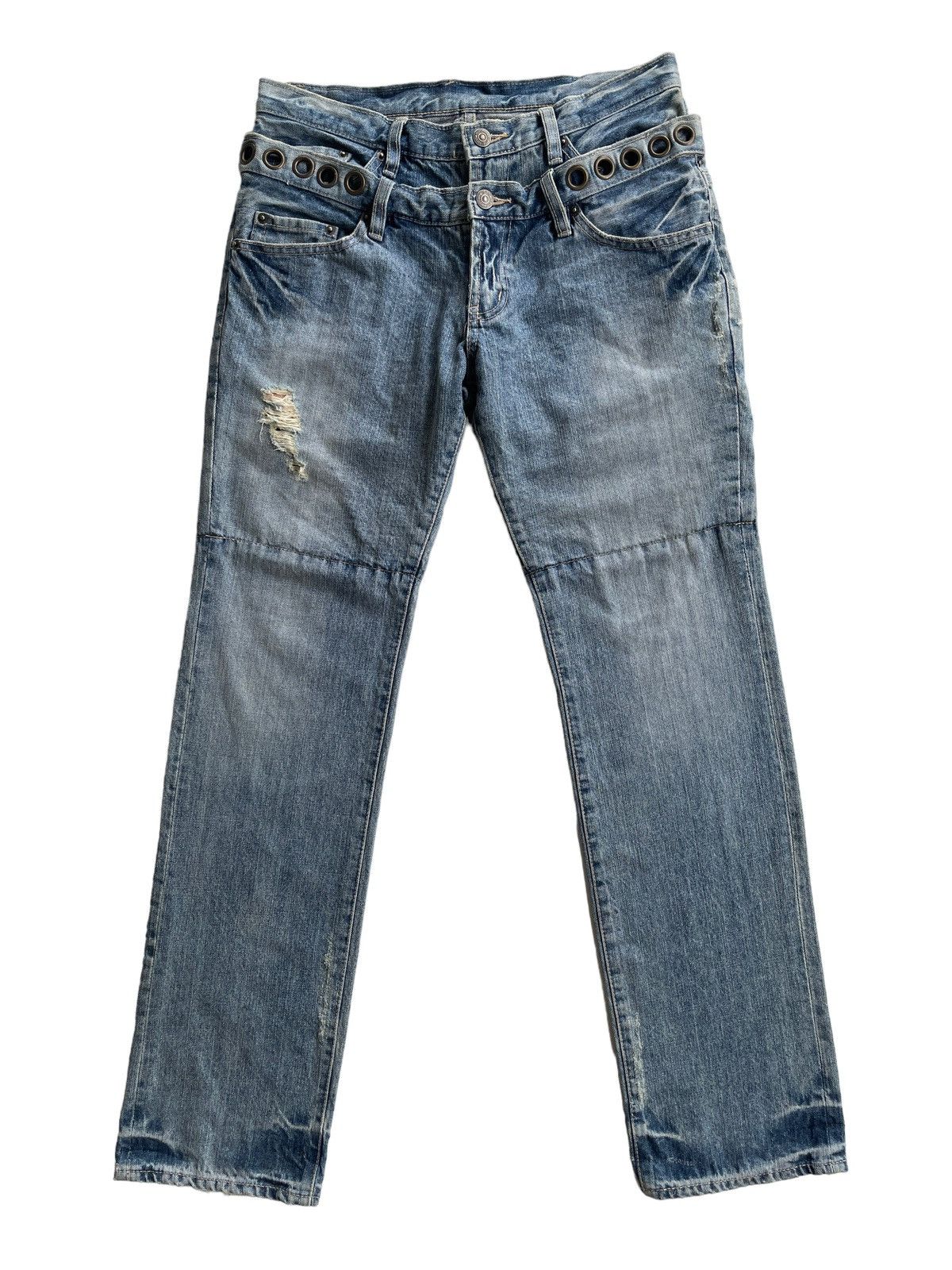 image of Avant Garde x Ppfm Double Waist Denim in Washed Blue, Men's (Size 31)