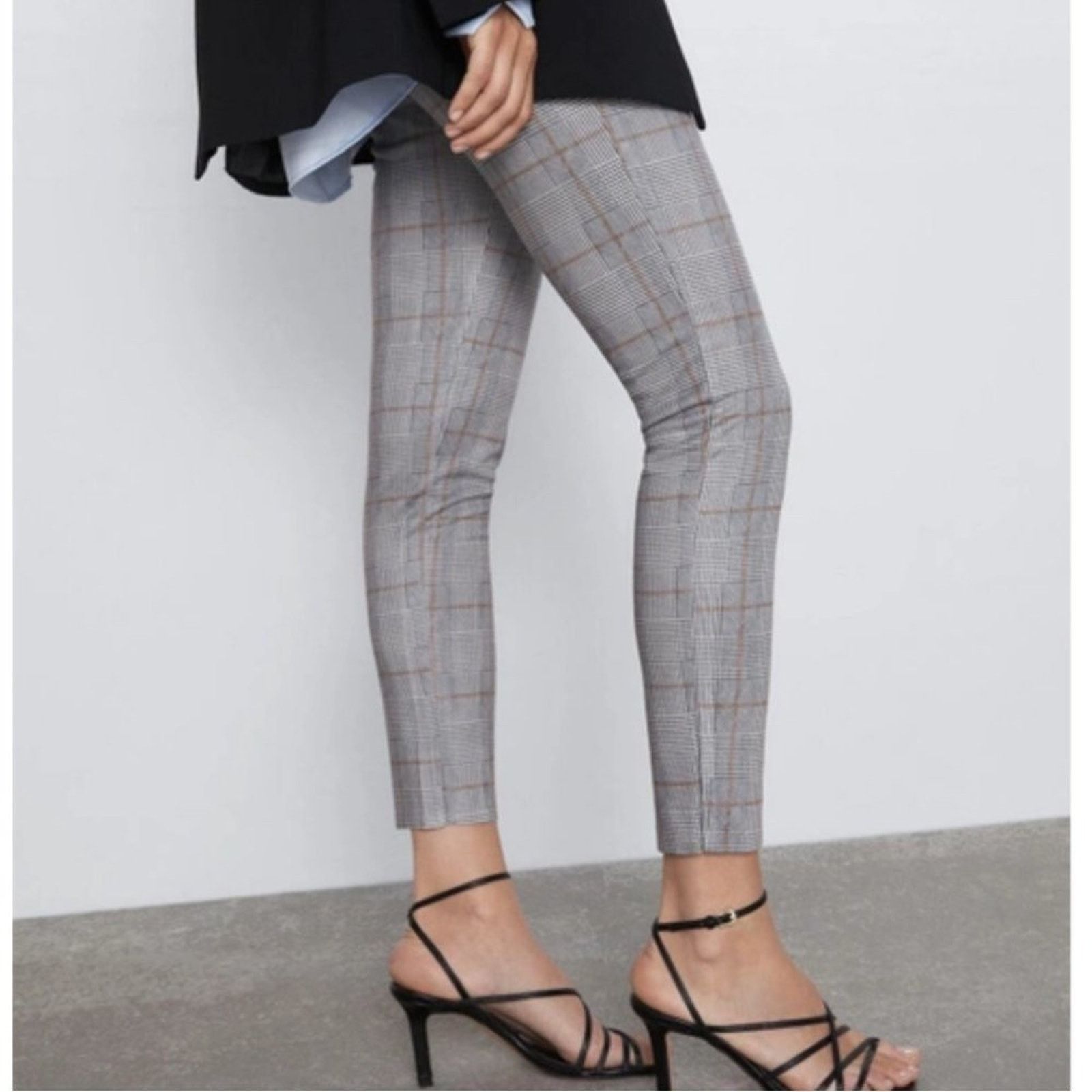 Zara Zara Checkered Mid Rise Leggings Size 27" / US 4 / IT 40 - 3 Thumbnail
