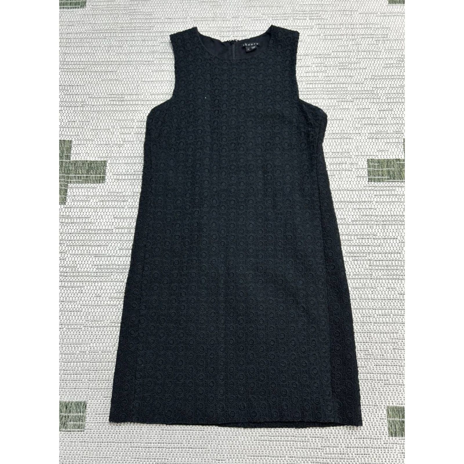 Theory Theory Shirt Womens 6 Black Cotton Lace Gwideen Eyelet Zip Back Shift Dress Size M / US 6-8 / IT 42-44 - 2 Thumbnail