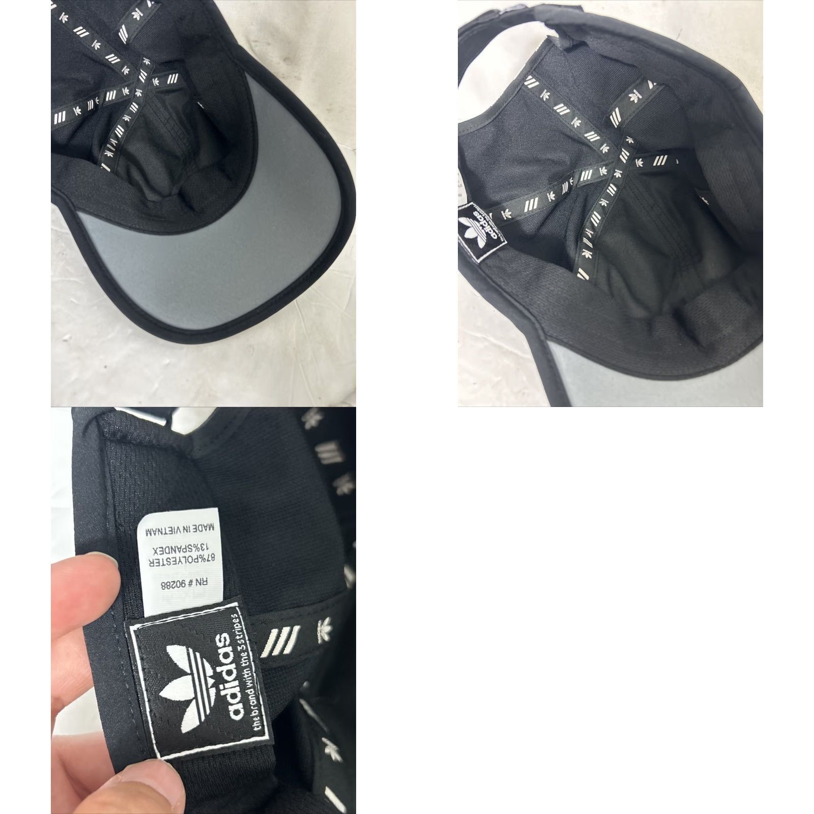 Adidas Adidas Running Hat Adjustable Hook Loop Black White Trefoil Size ONE SIZE - 9 Thumbnail