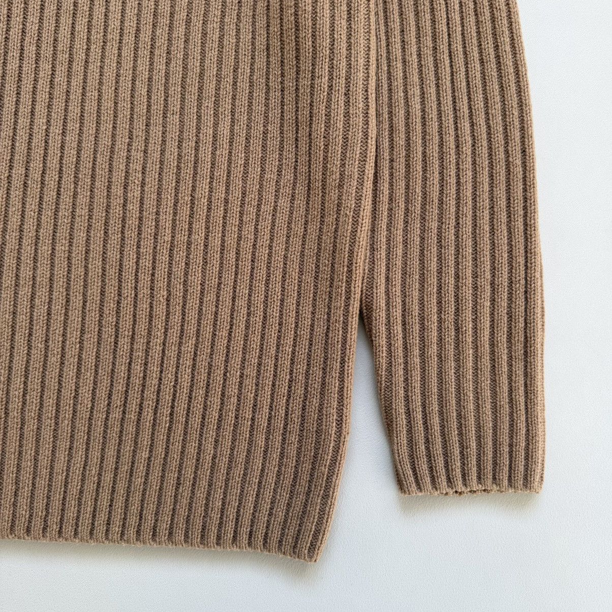 Dries Van Noten Camel Ribbed Knit Boxy Wool Sweater Size US M / EU 48-50 / 2 - 10 Thumbnail