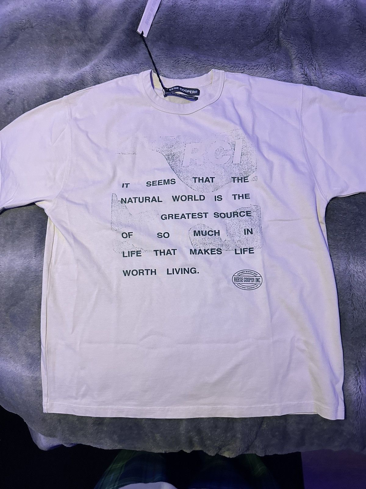 image of Reese Cooper Vintage White Natural World Tshirt, Men's (Size 2XL)