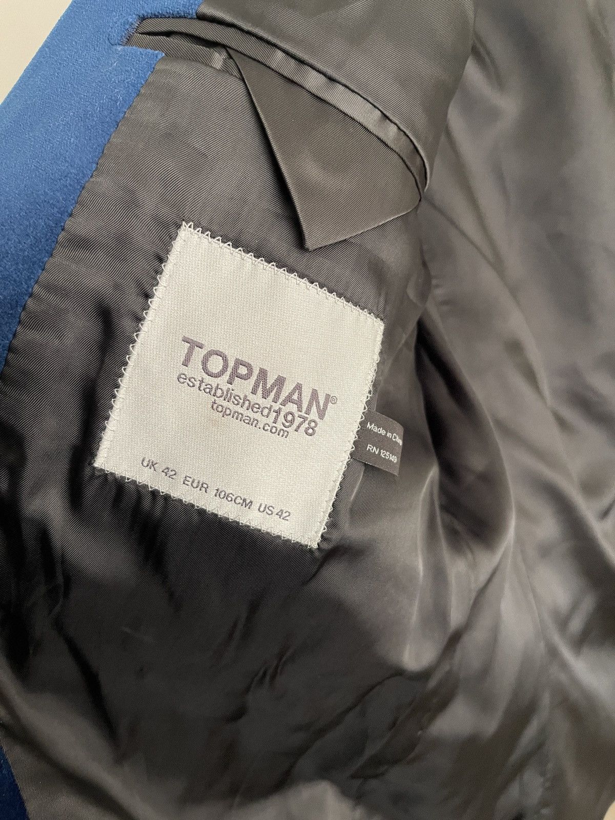 Topman Velvet velour classic jacket blue blazer topman sport coat Size 42R - 5 Thumbnail