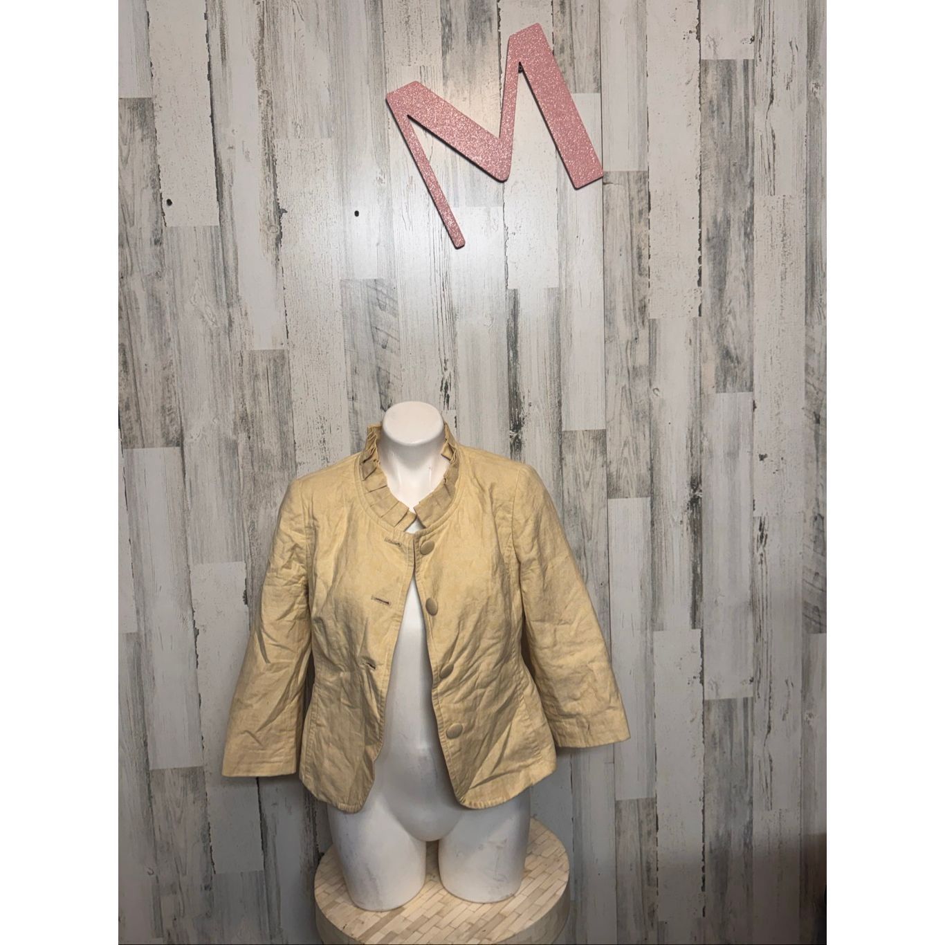 Other Willi Smith Beige Cropped Ruffle Collar Jacket Size 8 Size M / US 6-8 / IT 42-44 - 1 Thumbnail