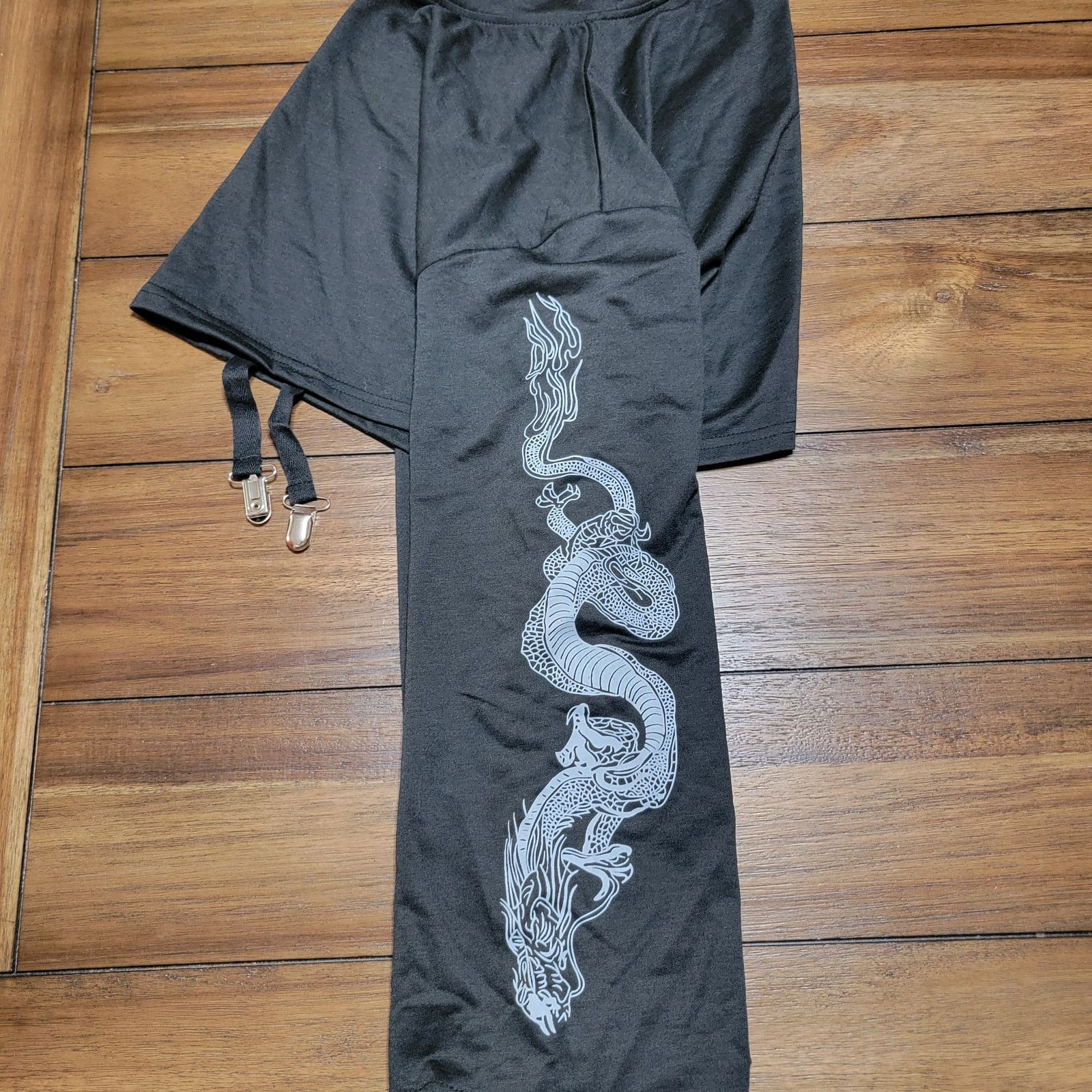 Other LS Crop Shirt w/ Suspenders, Dragons on Sleeves - Size Large Size L / US 10 / IT 46 - 4 Thumbnail