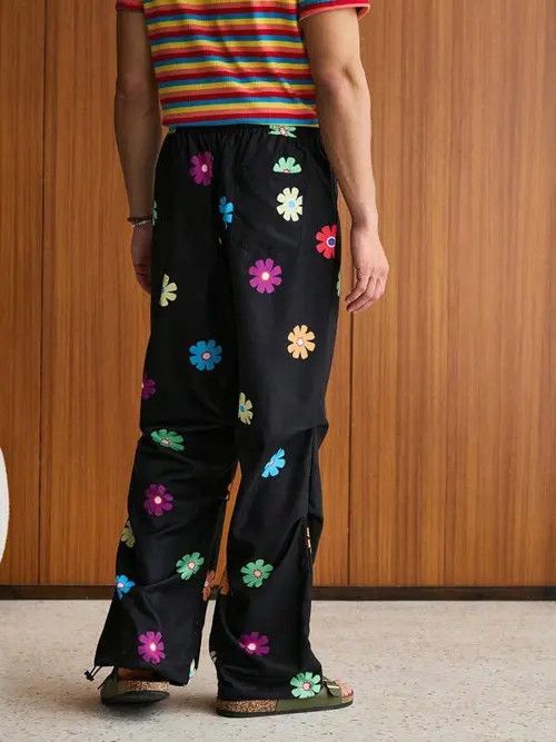 Japanese Brand × Vintage Flowered Loose fit baggy drill Y2K CentralCee sweatpants Size US 32 / EU 48 - 3 Thumbnail