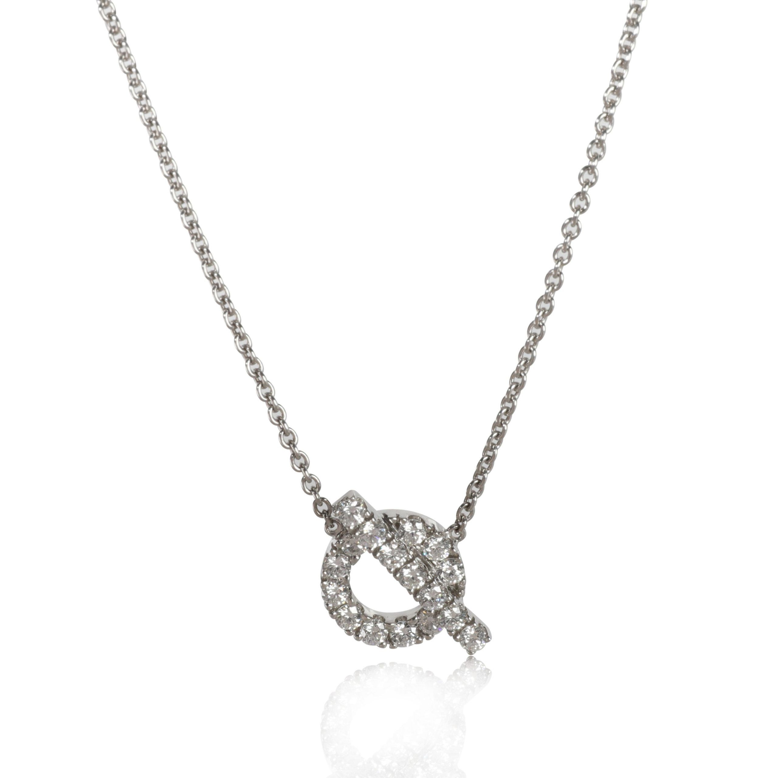image of Hermes Finesse Diamond Pendant In 18K White Gold 0.46 Ctw, Women's