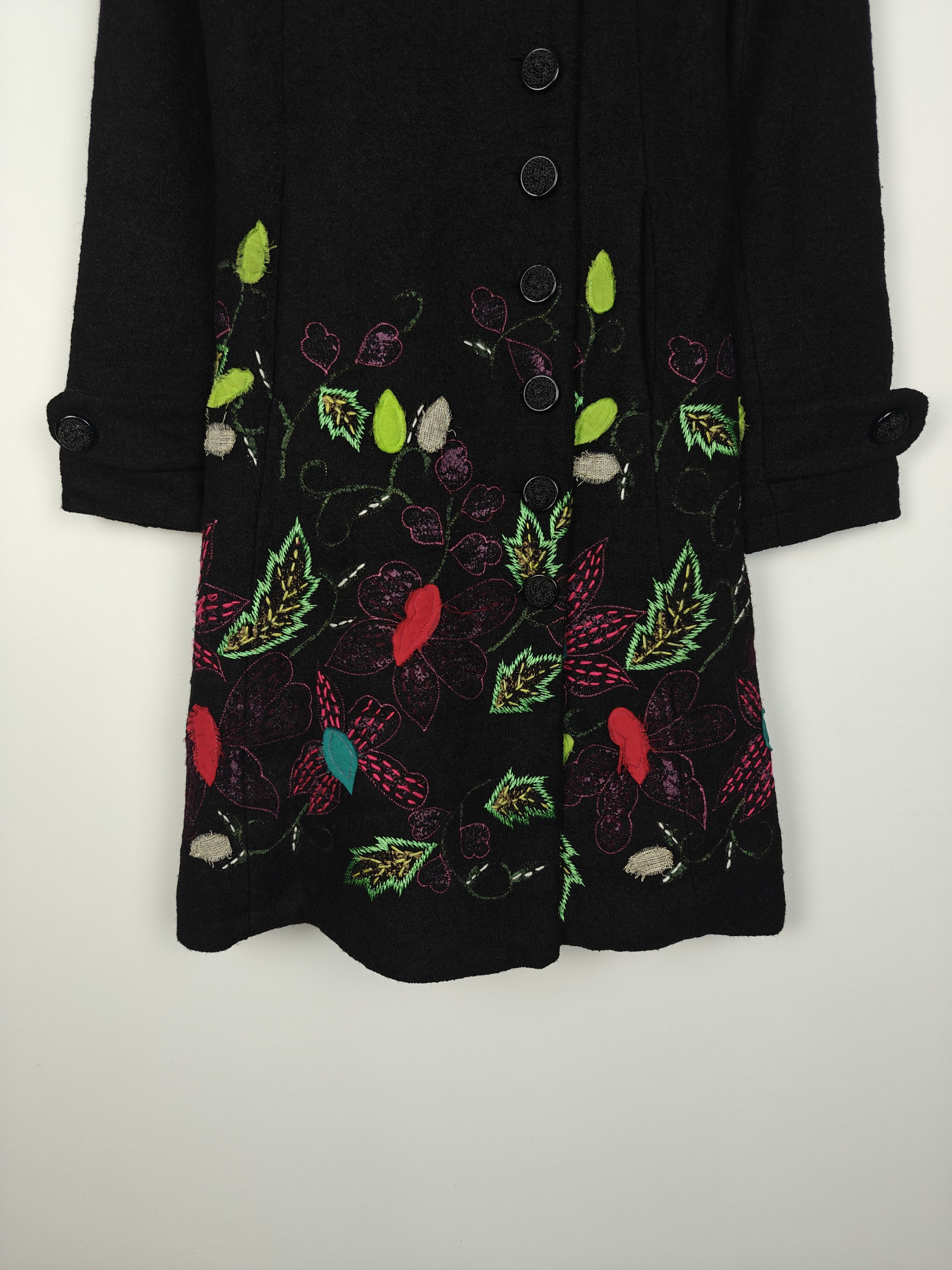 Desigual Desigual Coat Jacket Button Floral Black size 36 Size S / US 4 / IT 40 - 3 Thumbnail