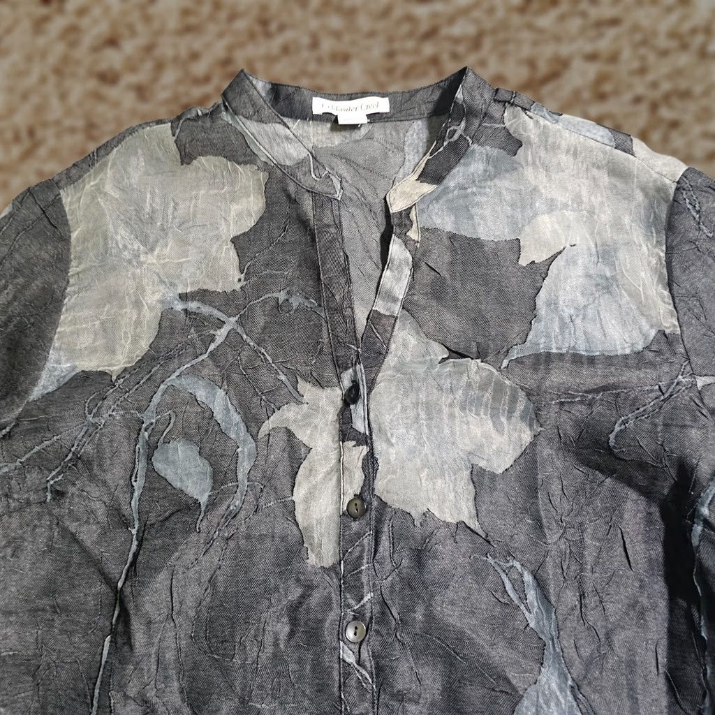 Coldwater Creek Coldwater Creek Womens Large Gray Floral Sheer Button Classic Cocktail Size L / US 10 / IT 46 - 1 Thumbnail