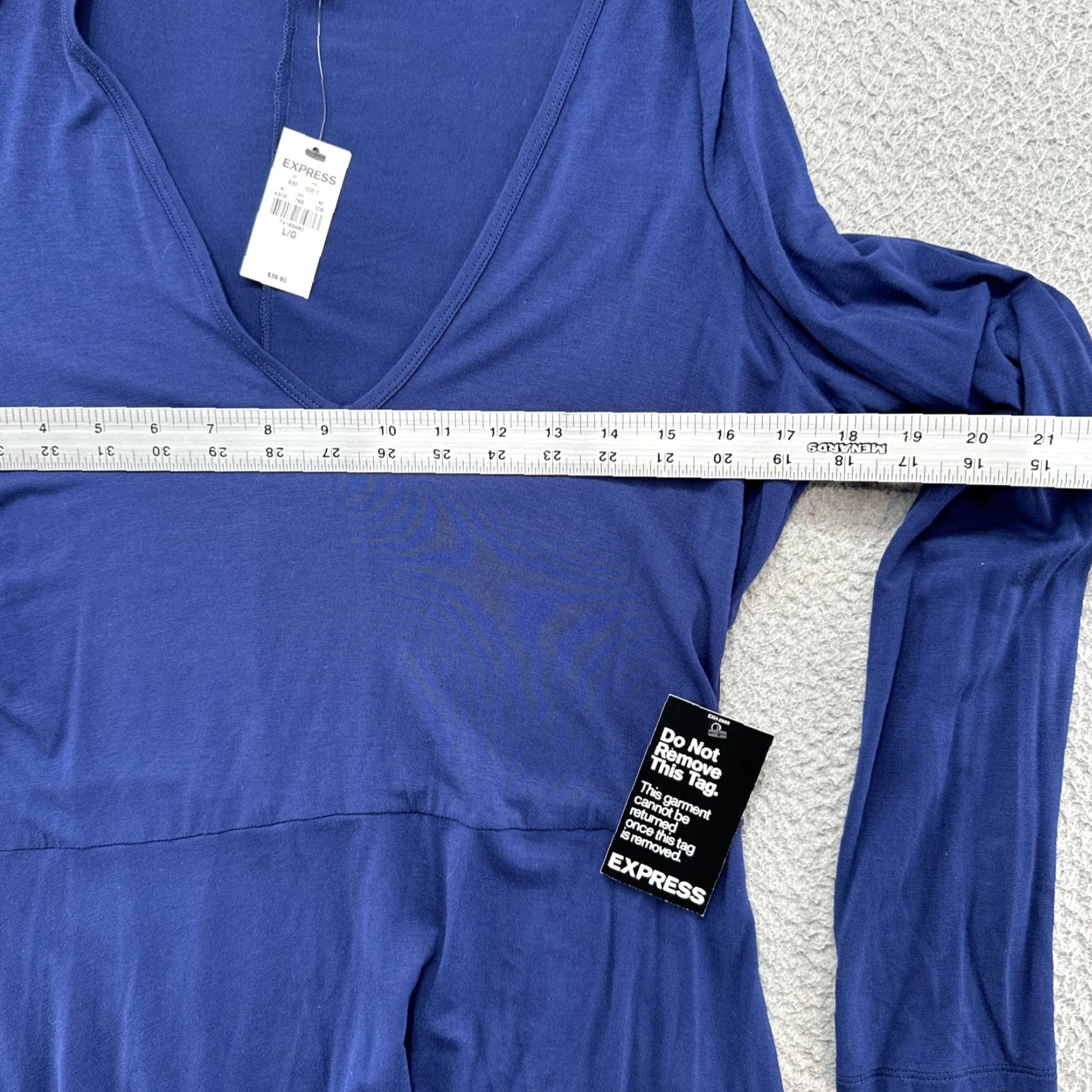 Express Express Shirt Dress Women’s Long Sleeve Navy Blue V Neck Size L NEW Size L / US 10 / IT 46 - 4 Thumbnail