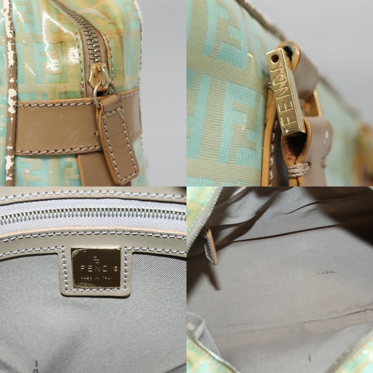 Fendi FENDI Zucchino Canvas Hand Bag Coated Canvas Peppermint Gold Size ONE SIZE - 11 Thumbnail