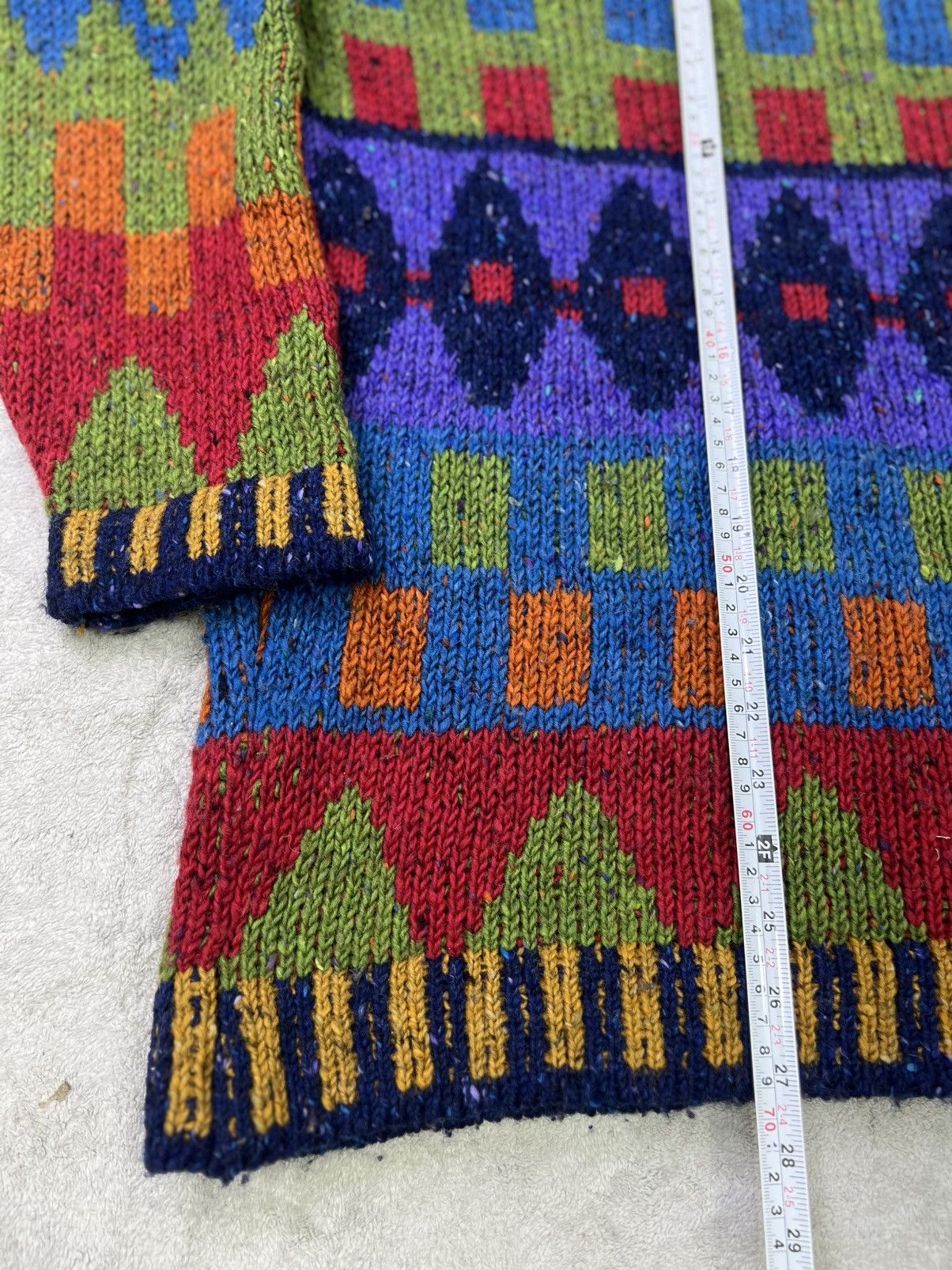 Other Irish Pure NewWool Geometric KnitSweater Handmade Multicolor Size US L / EU 52-54 / 3 - 7 Thumbnail