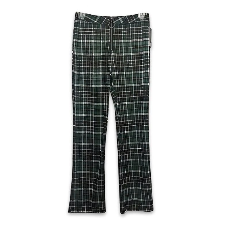BP. BP Flare Pants Plaid High-Rise Waist Soft Green W XS NWT Size 26" / US 2 / IT 38 - 1 Thumbnail
