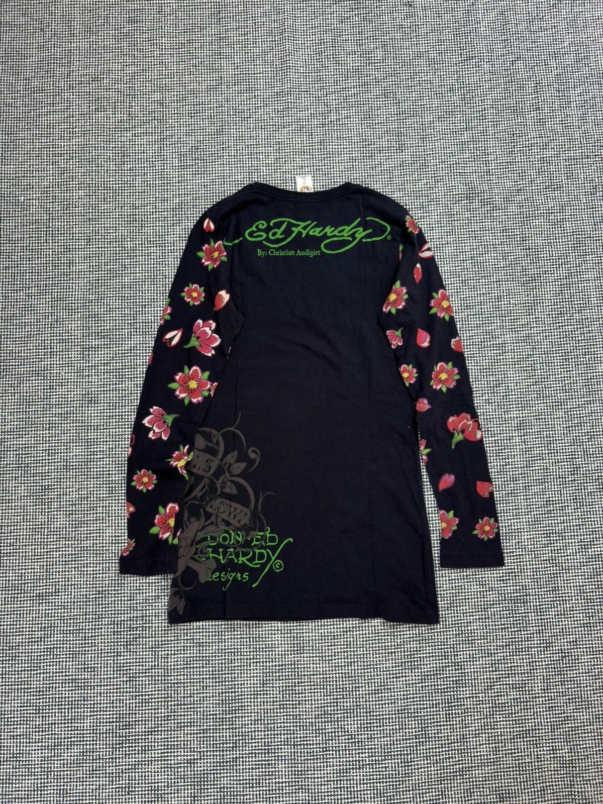 y2k Ed Hardy vintage long tee mini dress drip rhinestones