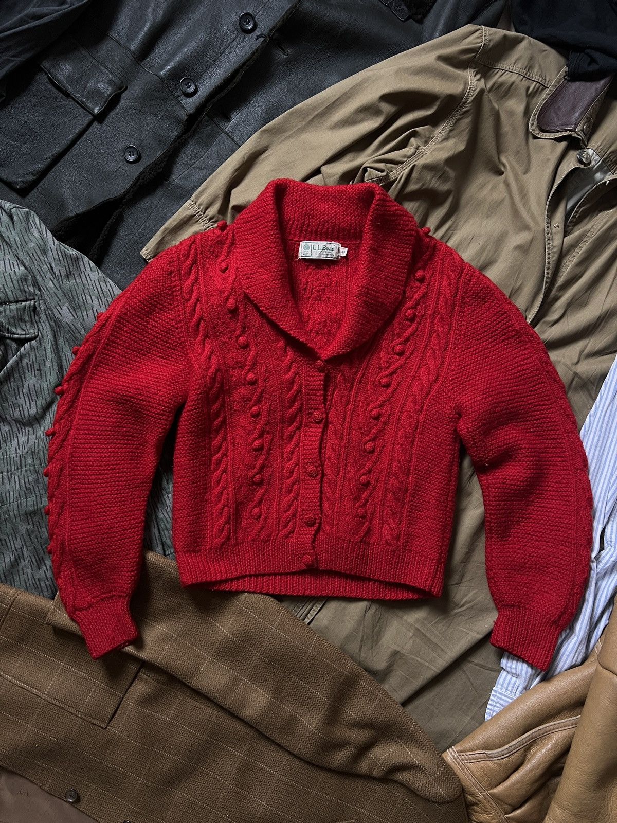 L.L. Bean Vintage Handknitted L.L. Bean Red Wool Cardigan Sweater Size M / US 6-8 / IT 42-44 - 3 Thumbnail