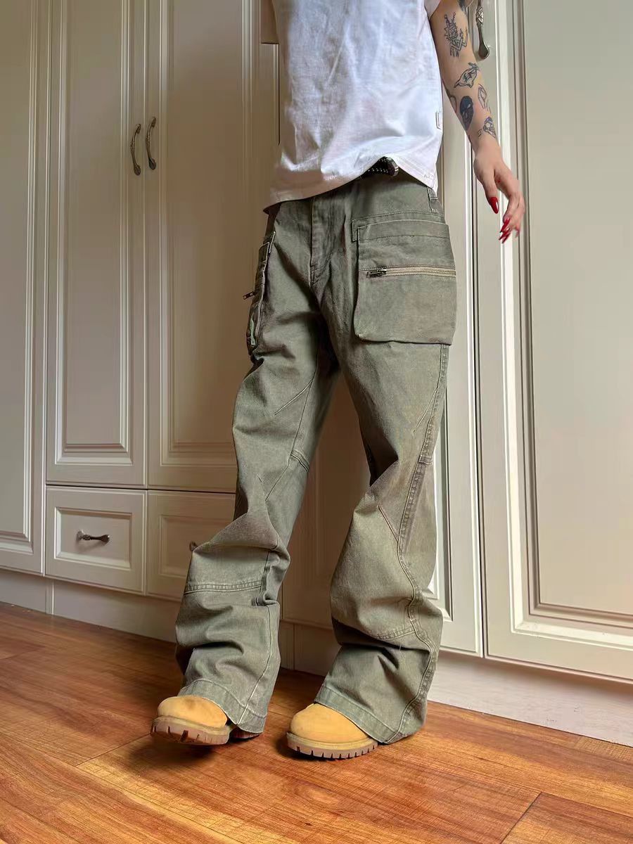Japanese Brand × Vintage Vintage Y2K zip pocket straight leg baggy work trousers Size US 34 / EU 50 - 2 Thumbnail
