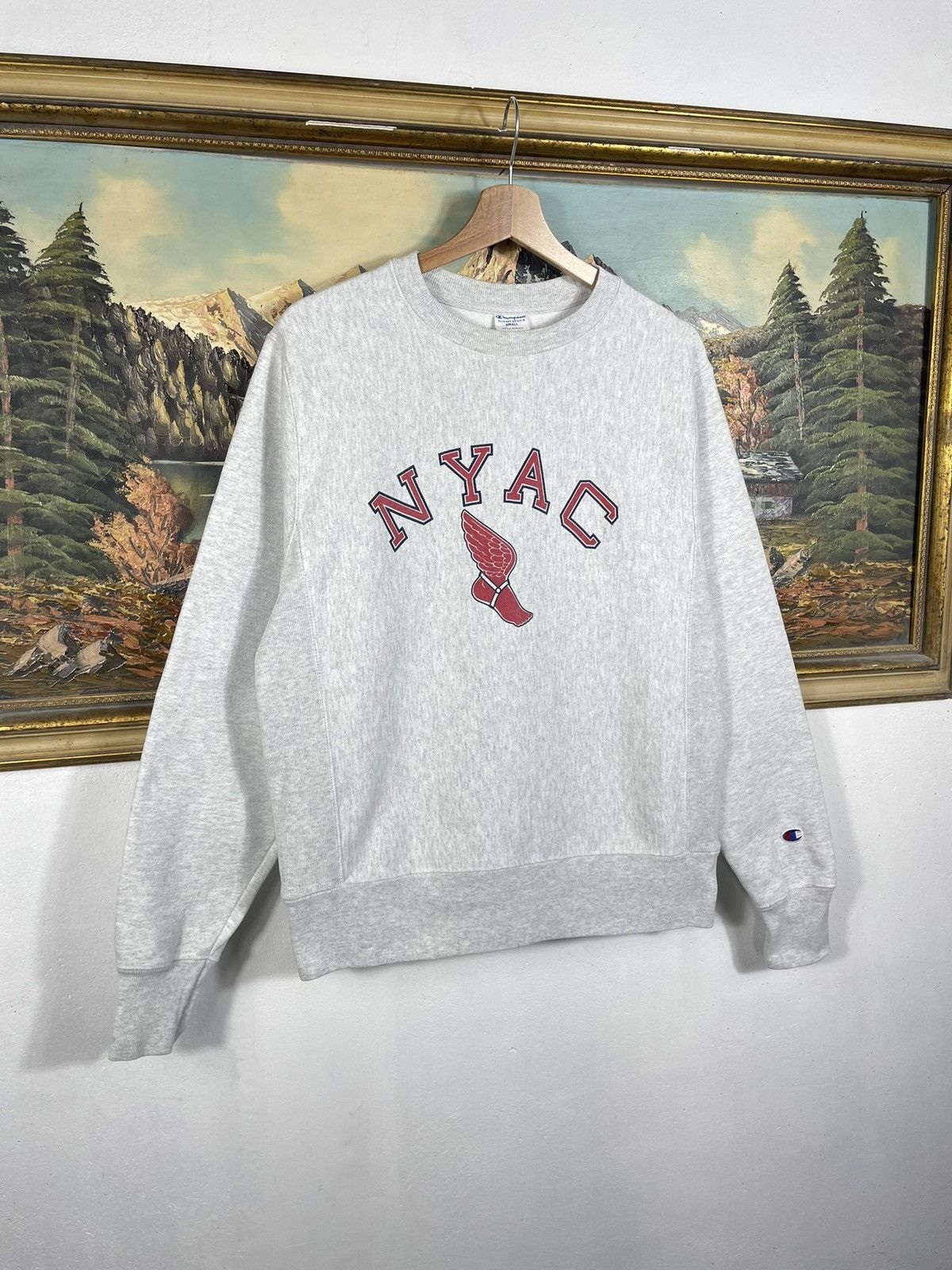 Champion × Vintage Champion Retro Crewneck NYAC Club Foot Wing NYC Sweatshirt Size US S / EU 44-46 / 1 - 2 Thumbnail