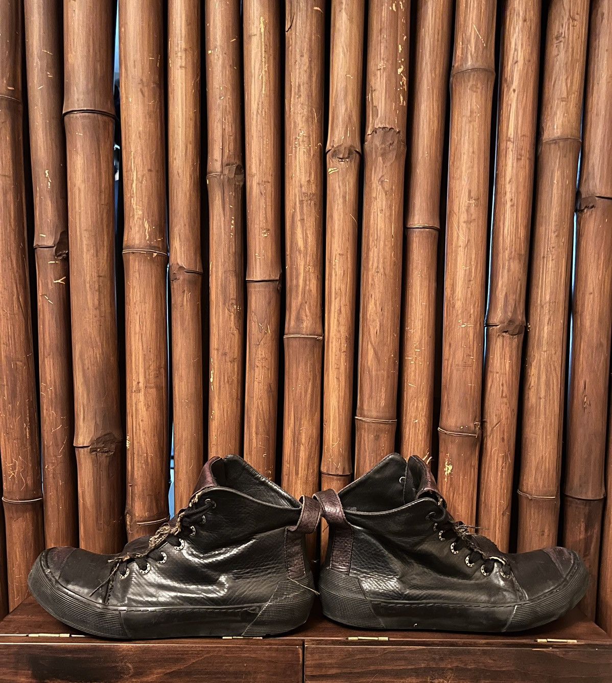 image of Boris Bidjan Saberi Boris Bidian Saber Bamba Leather Sneakers in Black, Men's (Size 9)