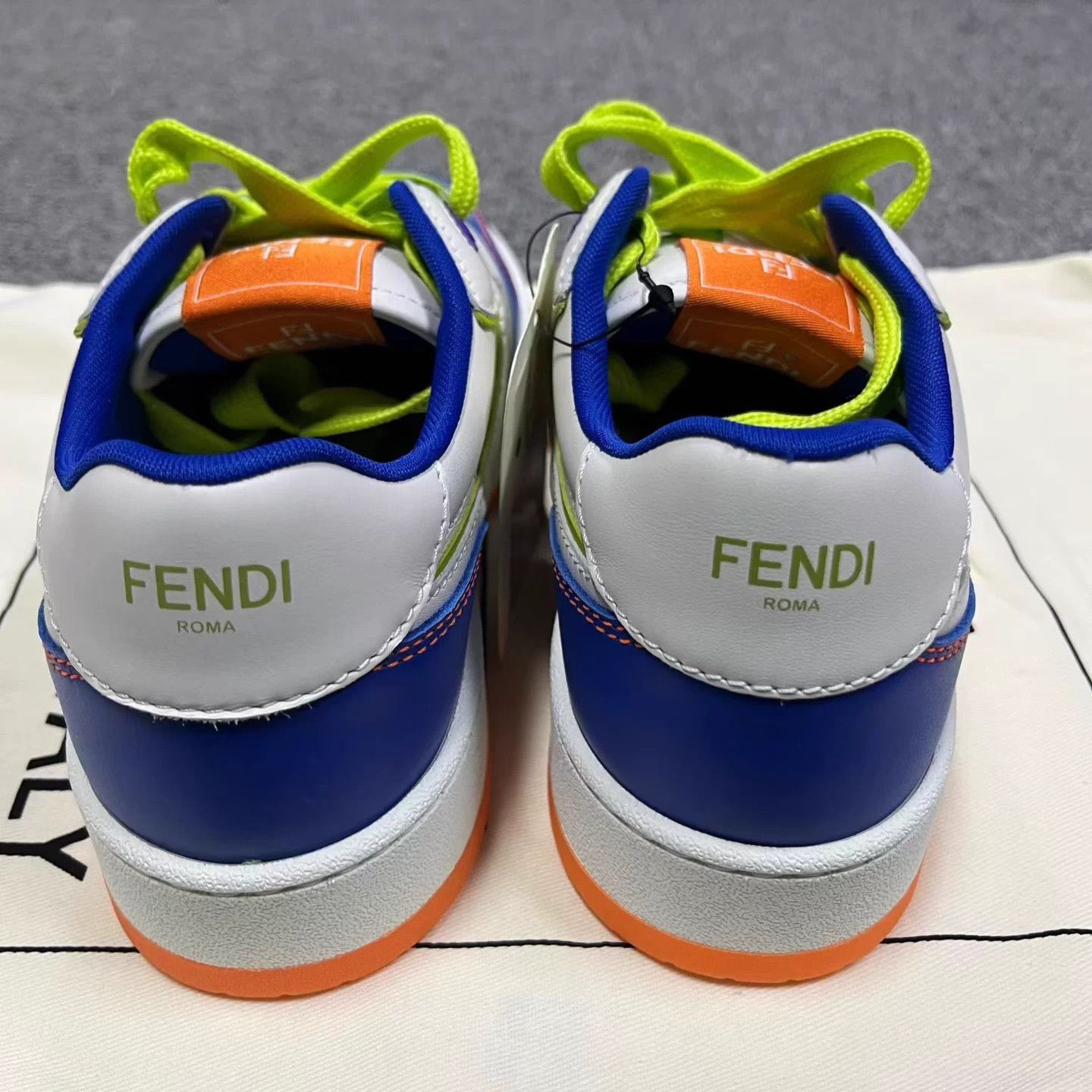 Fendi Fendi blue calfskin colorblock low-top sneaker Size US 5.5 / IT 35.5 - 3 Thumbnail