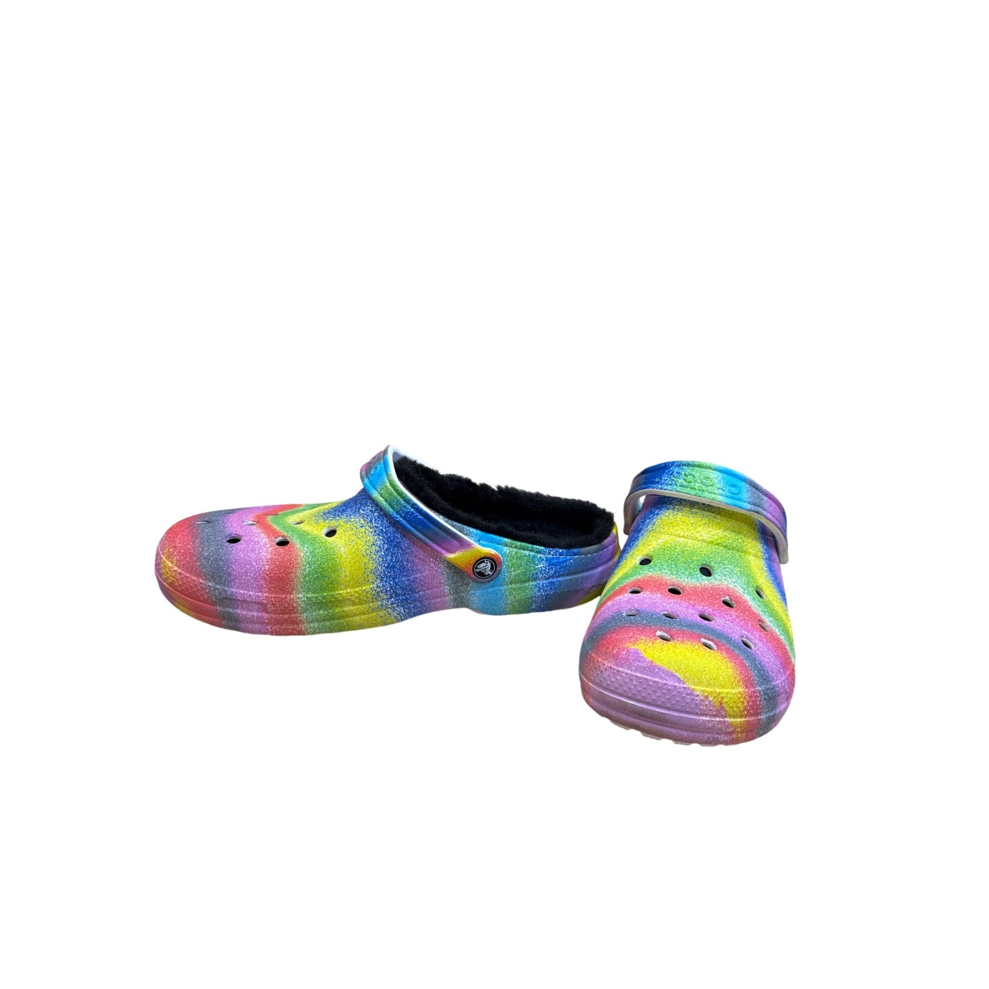 Crocs Crocs Rainbow Tie-Dye Fur Lined Clogs slip on shoes size 12 Size US 12 / EU 45 - 2 Thumbnail