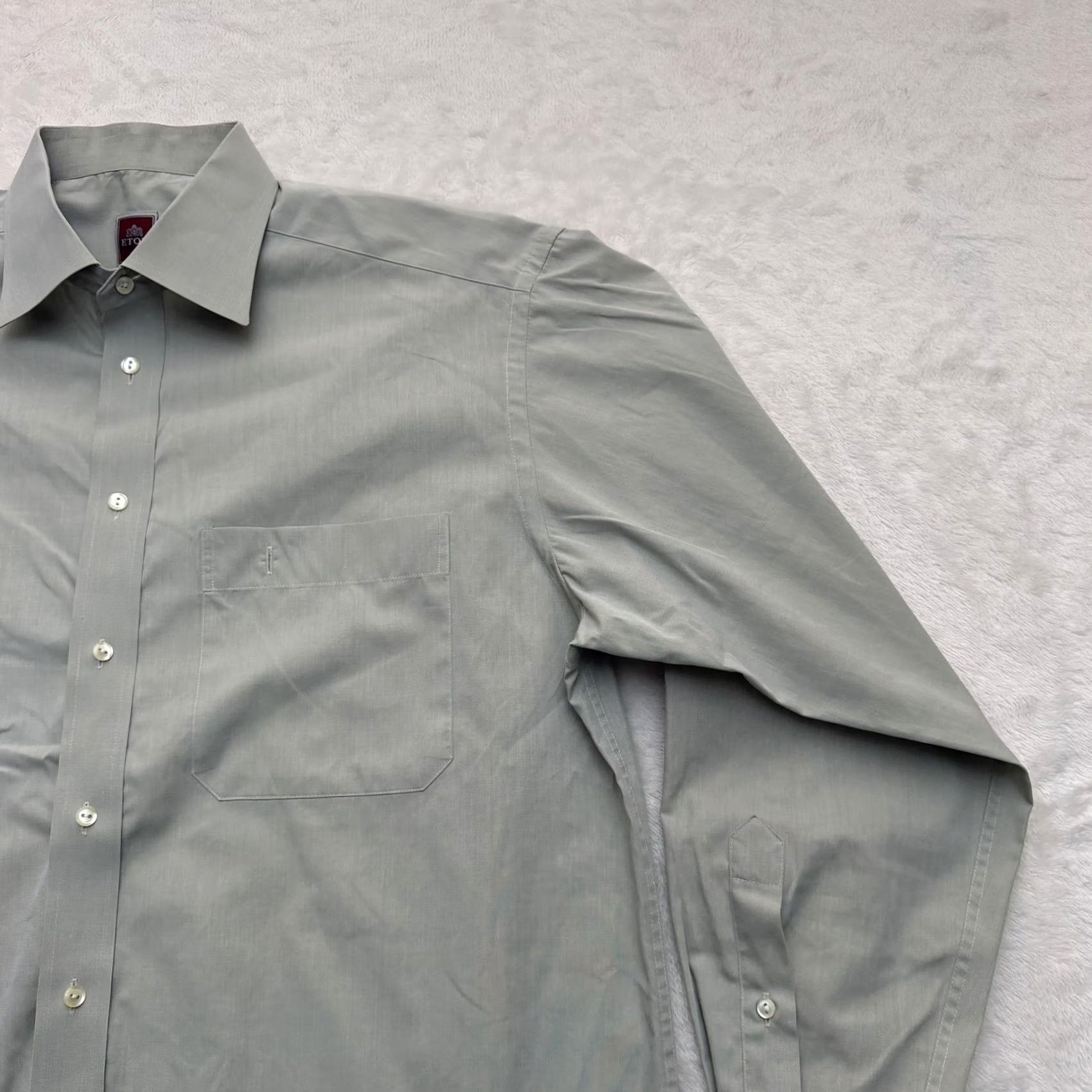 Eton Eton Shirt Mens XL Gray Solid Spread Collar Dress Button Up Shirt Size 42R - 3 Thumbnail
