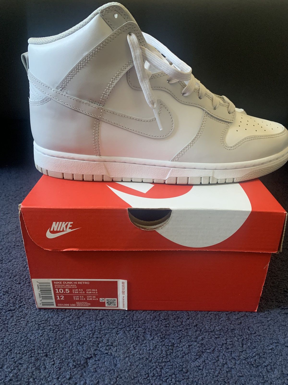 Nike Nike Dunk HI Retro Vast Grey Size US 10.5 / EU 43-44 - 1 Thumbnail